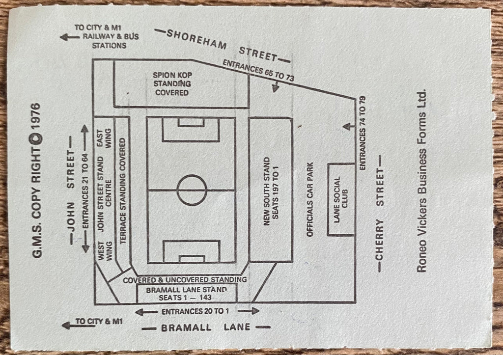 1976/77 ORIGINAL DIVISION 2 TICKET SHEFFIELD UNITED V WOLVERHAMPTON WANDERERS