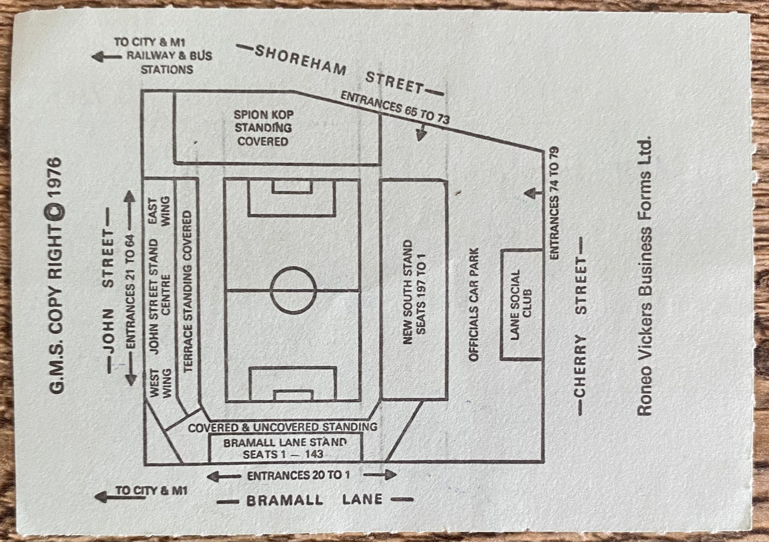1976/77 ORIGINAL DIVISION 2 TICKET SHEFFIELD UNITED V WOLVERHAMPTON WANDERERS