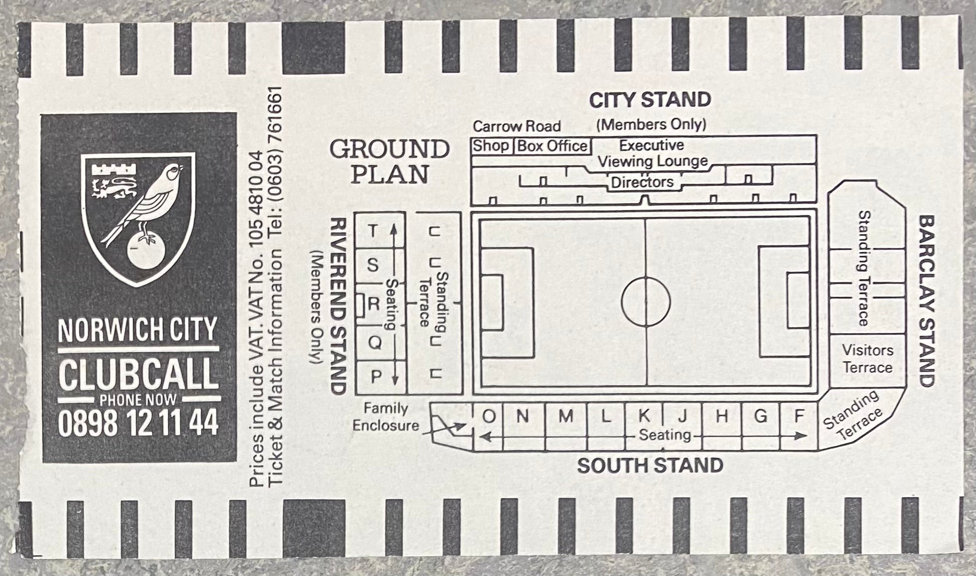 1988/89 ORIGINAL DIVISION ONE TICKET NORWICH CITY V WIMBLEDON
