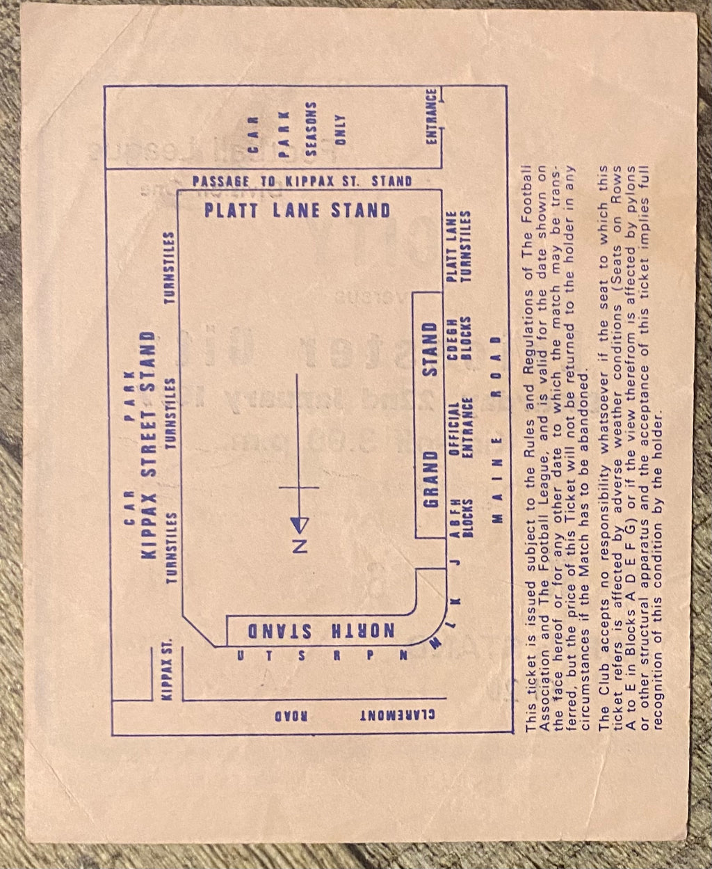1976/77 ORIGINAL DIVISION 1 TICKET MANCHESTER CITY V LEICESTER CITY
