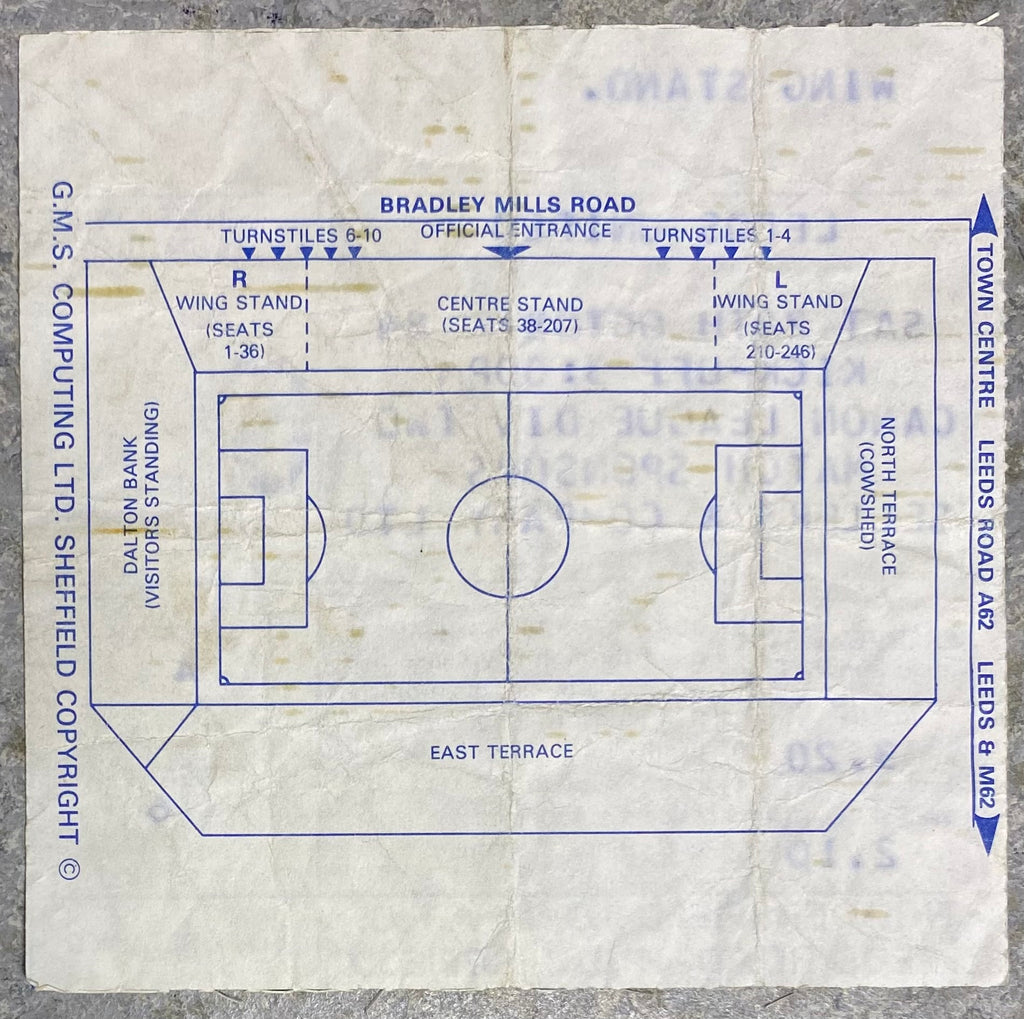1984/85 ORIGINAL DIVISION TWO TICKET HUDDERSFIELD TOWN V LEEDS UNITED