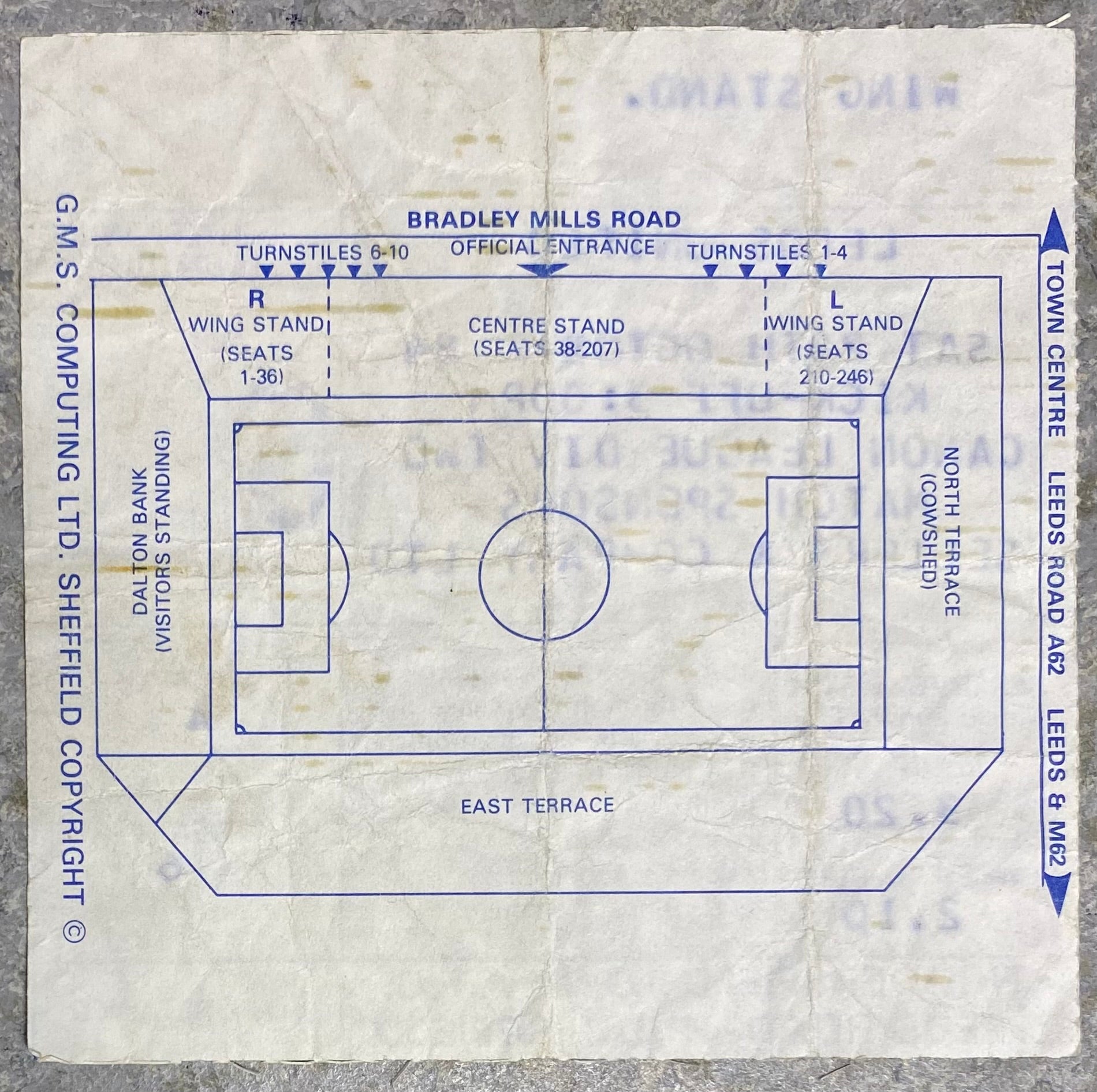 1984/85 ORIGINAL DIVISION TWO TICKET HUDDERSFIELD TOWN V LEEDS UNITED