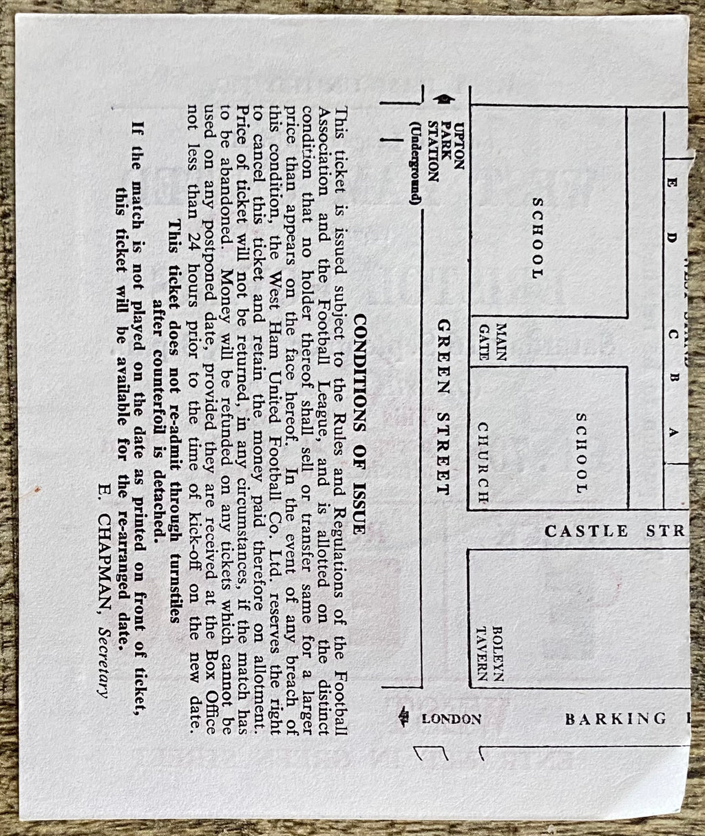 1978/79 ORIGINAL DIVISION 2 TICKET WEST HAM UNITED V BRISTOL ROVERS