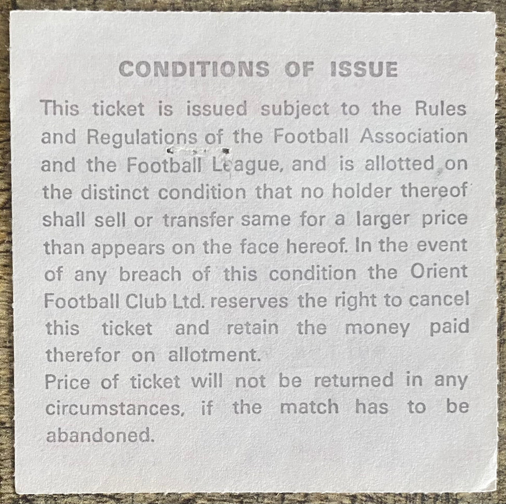 1977/78 ORIGINAL DIVISION 2 TICKET ORIENT V BOLTON WANDERERS