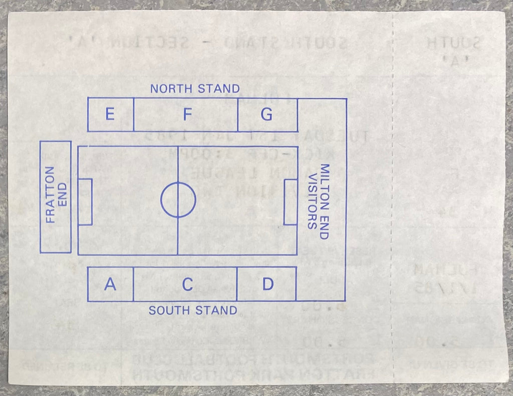 1984/85 ORIGINAL DIVISION TWO UNUSED TICKET PORTSMOUTH V FULHAM