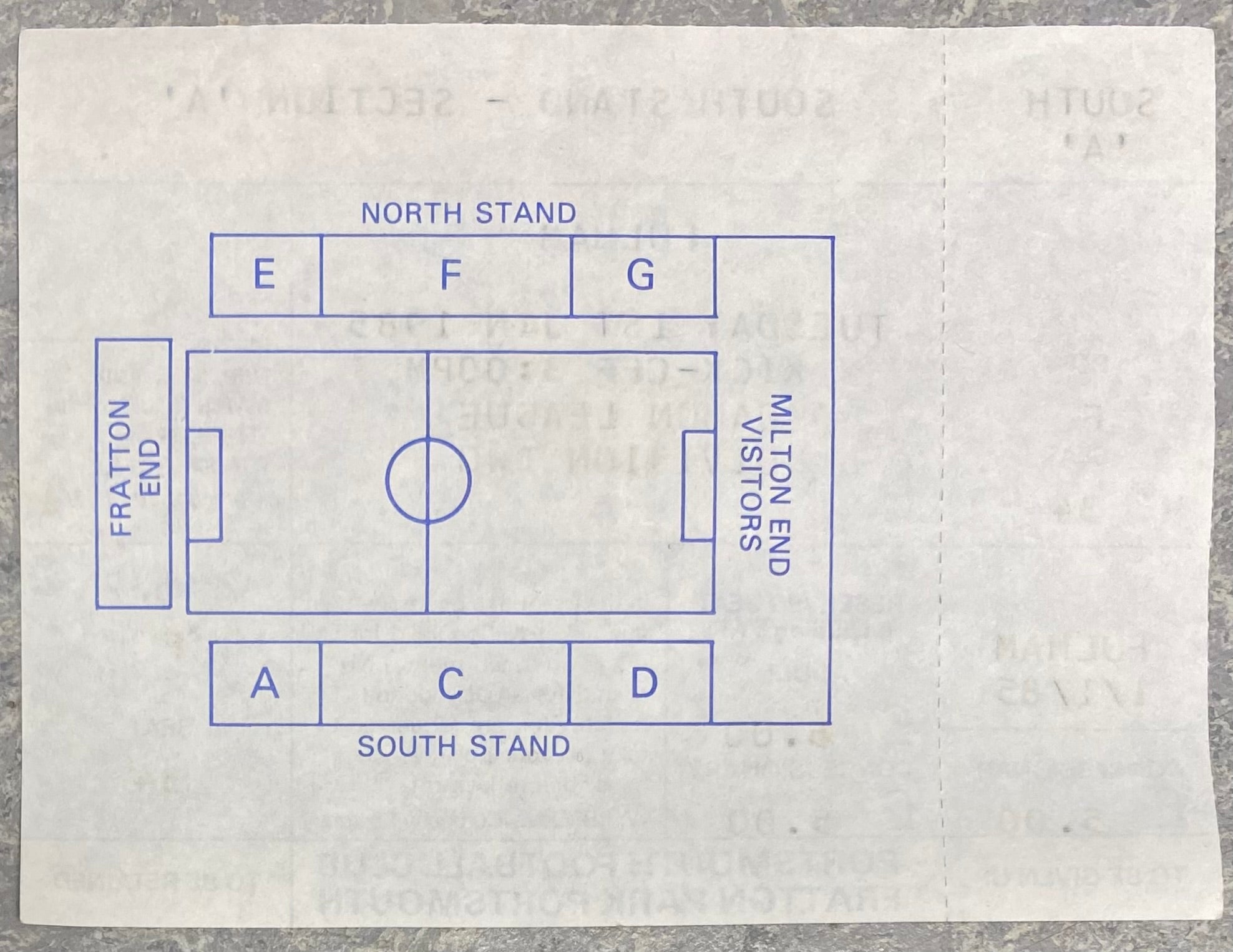 1984/85 ORIGINAL DIVISION TWO UNUSED TICKET PORTSMOUTH V FULHAM