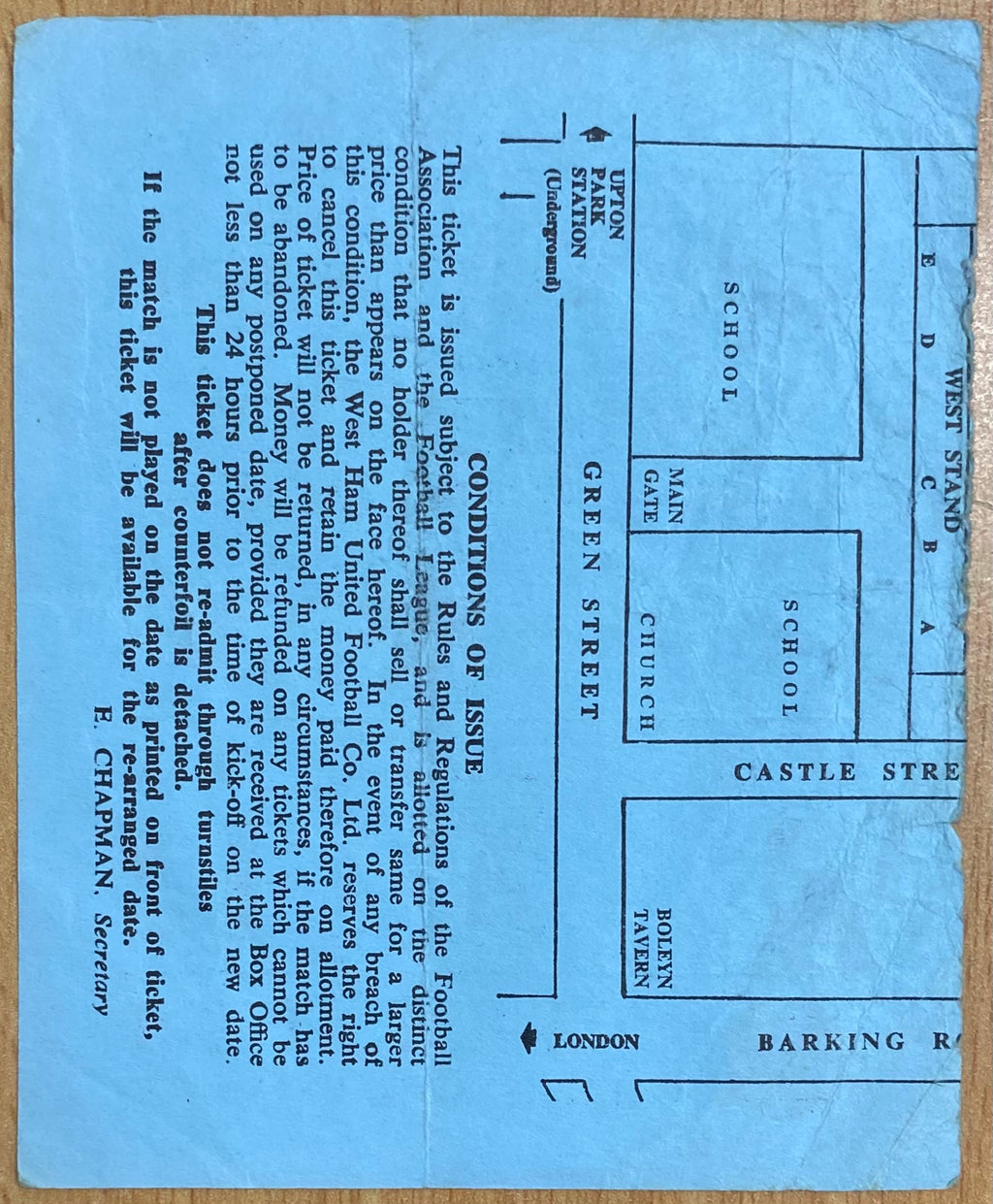 1973/74 ORIGINAL DIVISION ONE TICKET WEST HAM UNITED V LEICESTER CITY