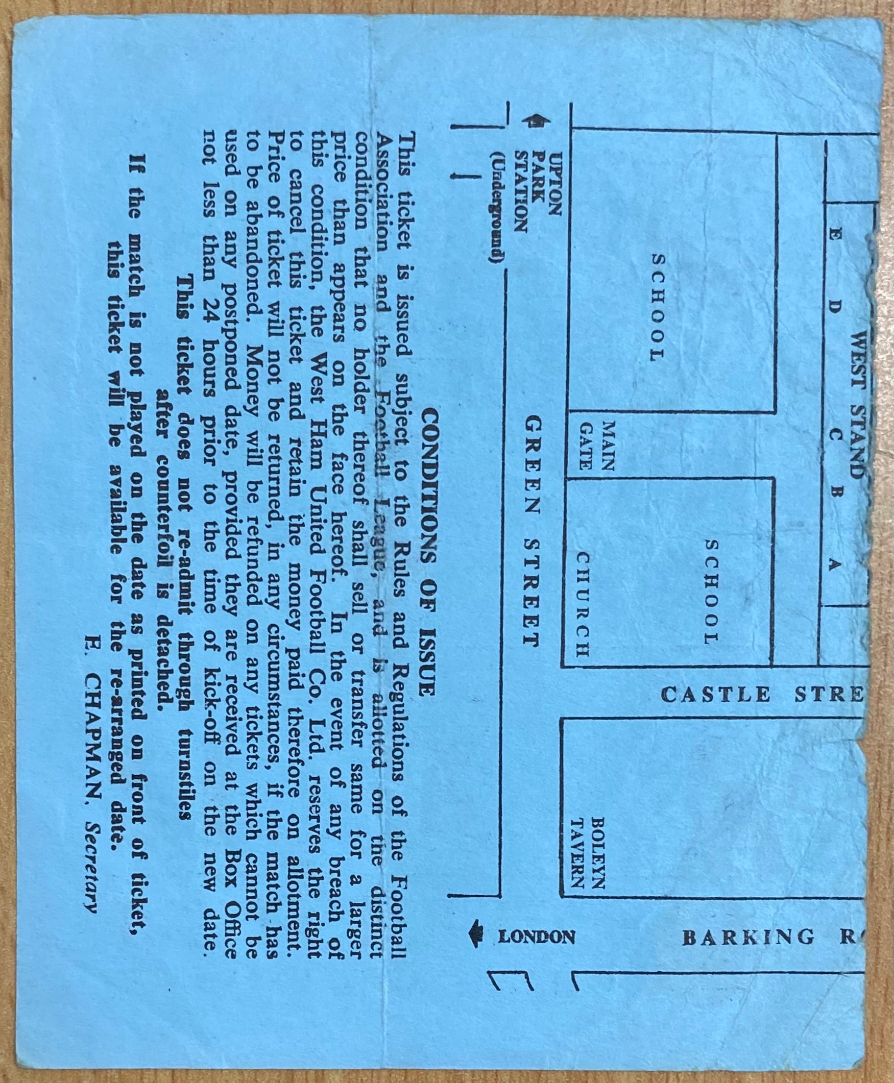 1973/74 ORIGINAL DIVISION ONE TICKET WEST HAM UNITED V LEICESTER CITY