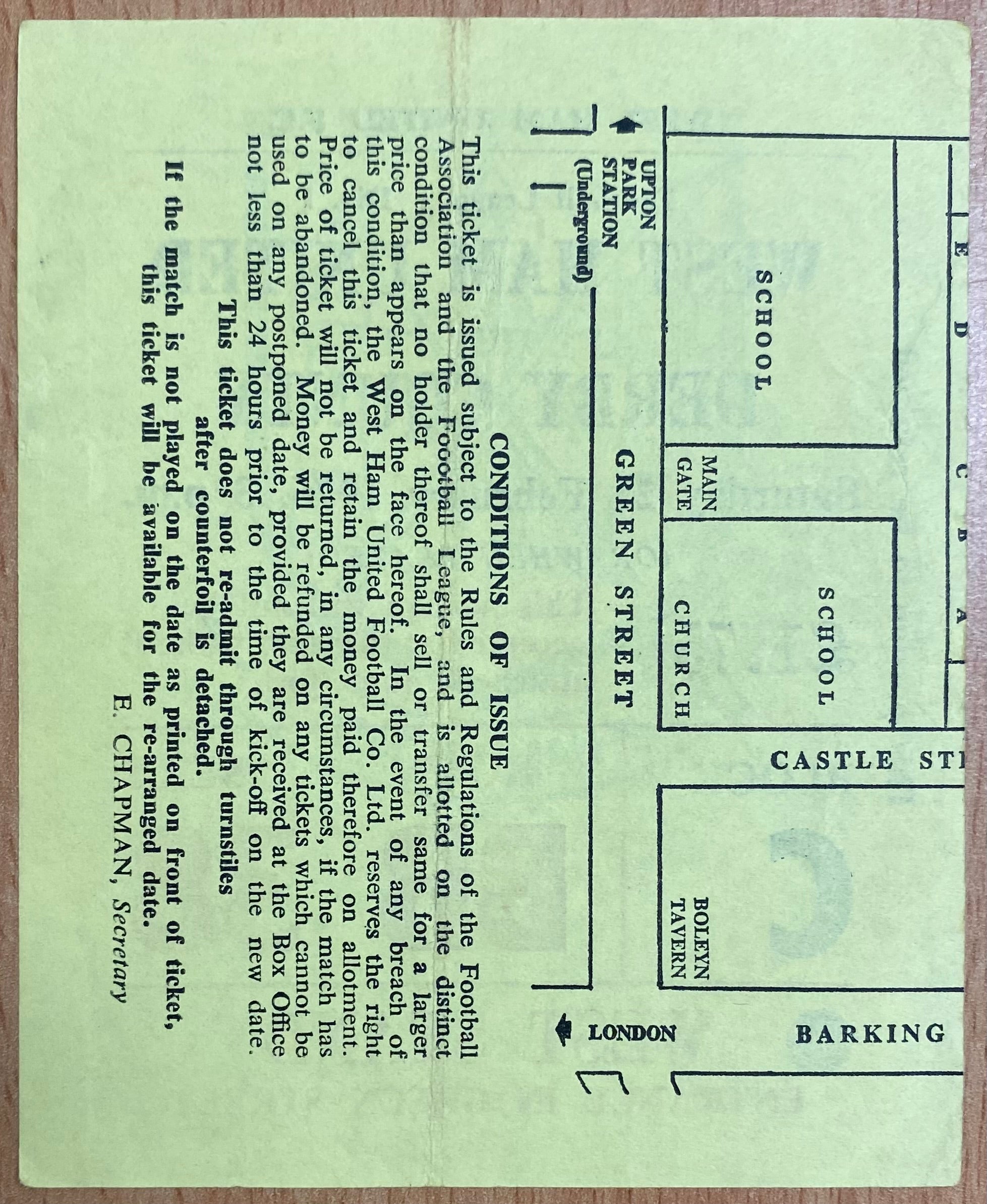 1975/76 ORIGINAL DIVISION ONE TICKET WEST HAM UNITED V DERBY COUNTY