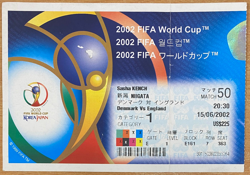 2002 ORIGINAL WORLD CUP 2ND ROUND TICKET ENGLAND V DENMARK @ NIIGATA