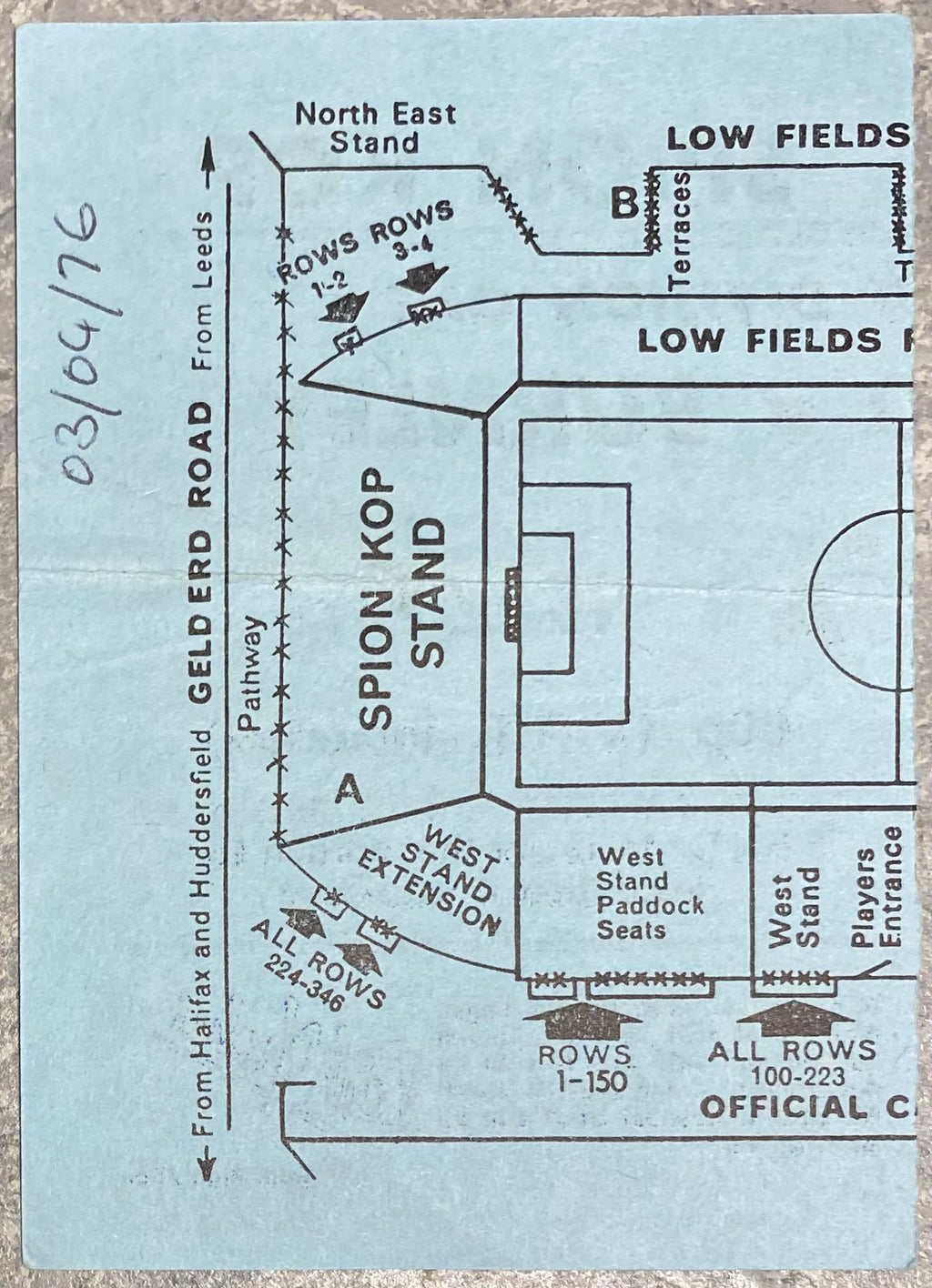 1975/76 ORIGINAL DIVISION ONE TICKET LEEDS UNITED V BURNLEY