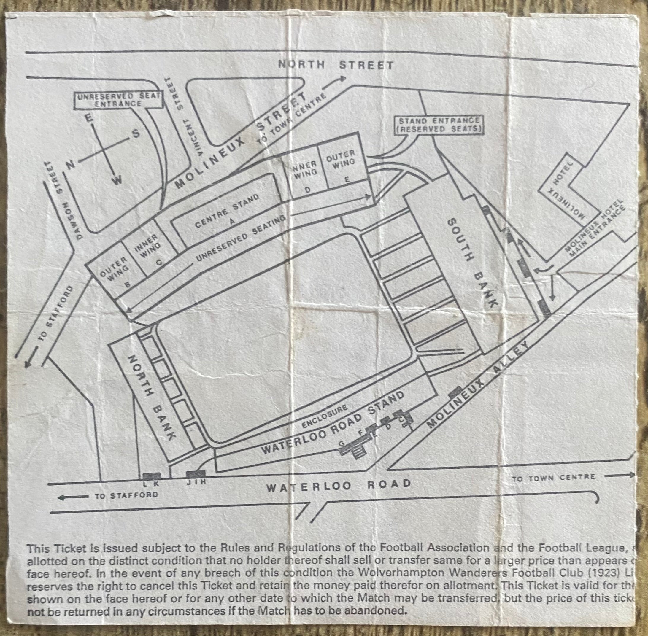 1979/80 ORIGINAL DIVISION ONE TICKET WOLVERHAMPTON WANDERERS V ASTON VILLA