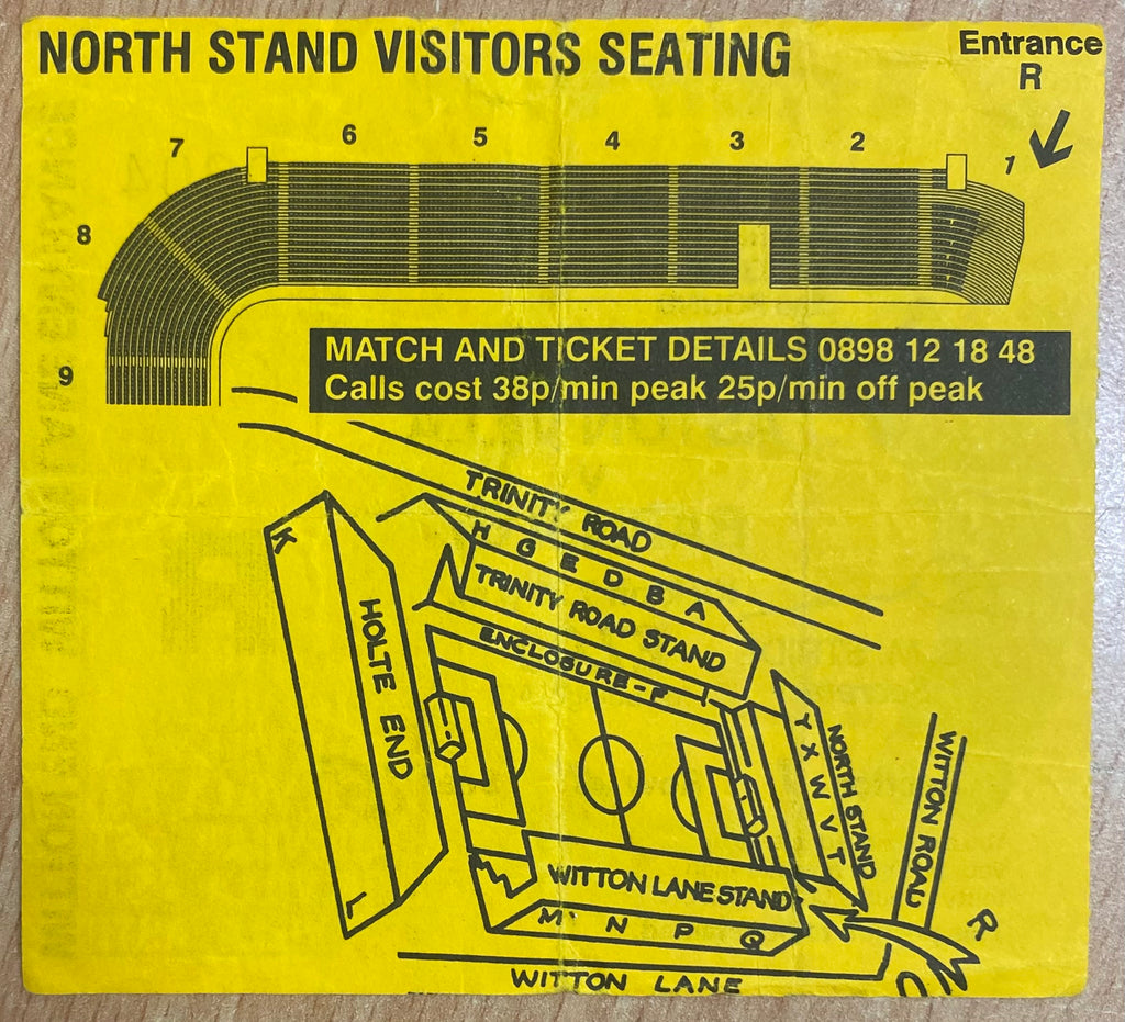 1990/91 ORIGINAL RUMBELOWS CUP 2ND ROUND 1ST LEG TICKET ASTON VILLA V BARNSLEY