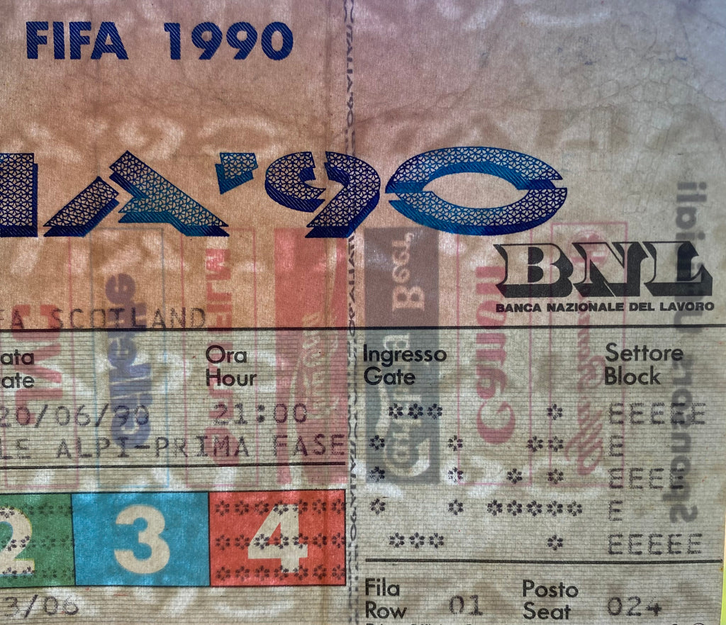 1990 ORIGINAL WORLD CUP 1ST ROUND TICKET SCOTLAND V BRAZIL @ TURIN