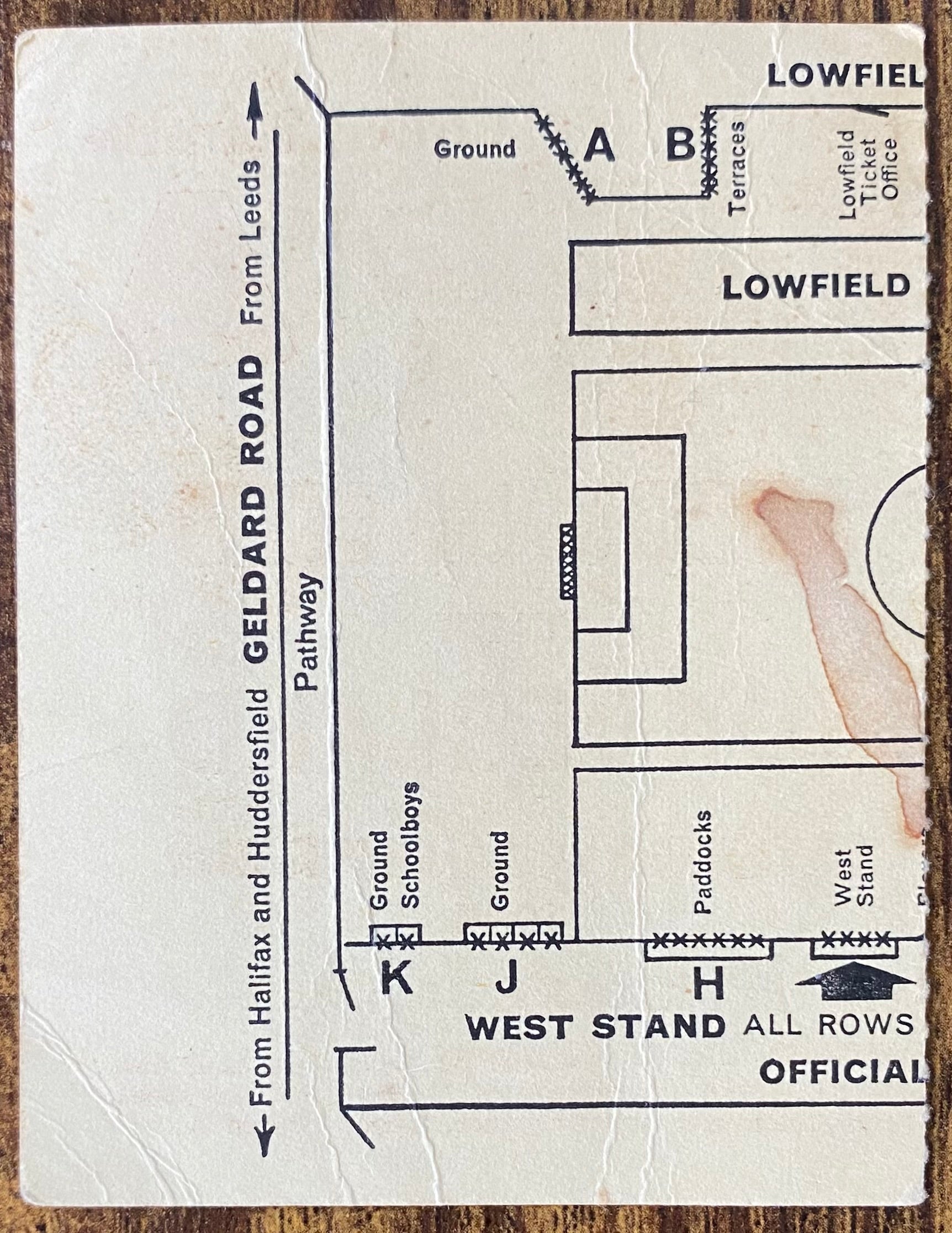 1965/66 ORIGINAL DIVISION ONE TICKET LEEDS UNITED V SUNDERLAND