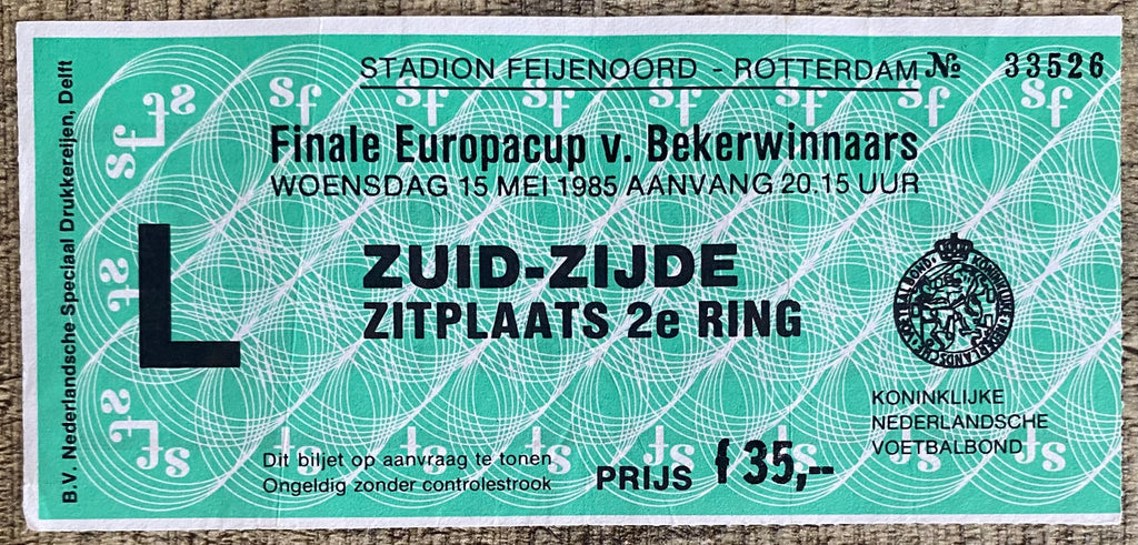 1985 ORIGINAL EUROPEAN CUP WINNERS CUP FINAL TICKET EVERTON V RAPID VIENNA @ ROTTERDAM