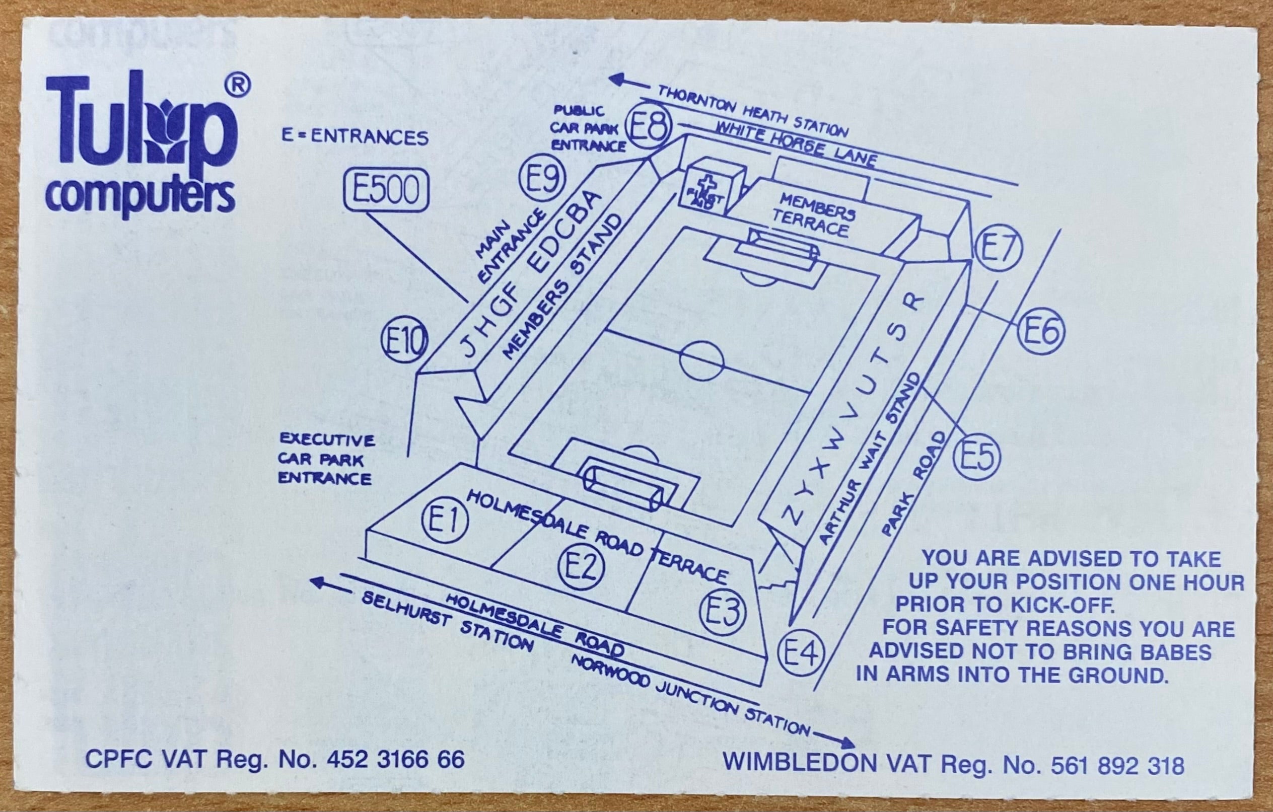 1991/92 ORIGINAL DIVISION 1 TICKET CRYSTAL PALACE V SOUTHAMPTON