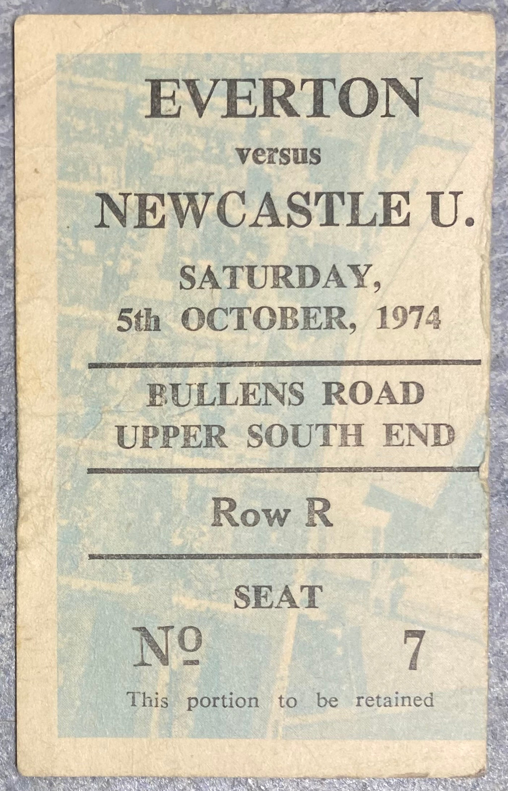 1974/75 ORIGINAL DIVISION ONE TICKET EVERTON V NEWCASTLE UNITED