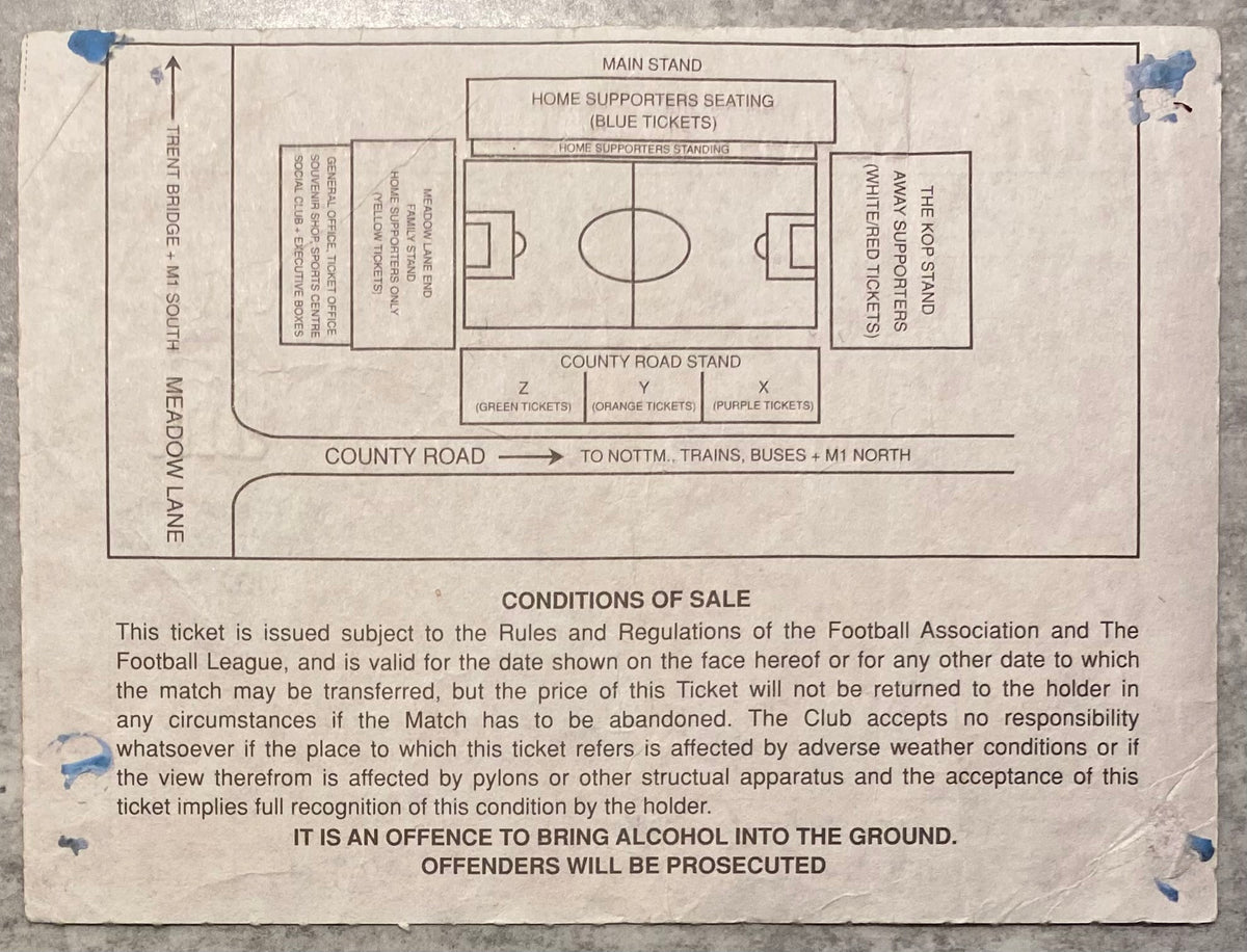 1992/93 ORIGINAL DIVISION 1 TICKET NOTTS COUNTY V WEST HAM UNITED