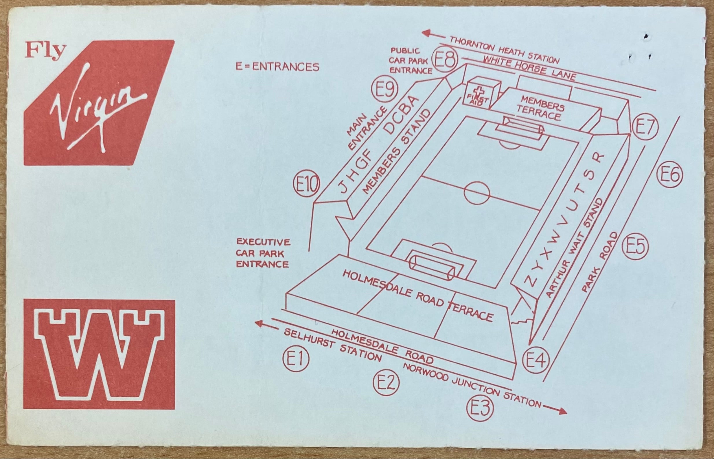 1990/91 ORIGINAL DIVISION 1 TICKET CRYSTAL PALACE V TOTTENHAM HOTSPUR