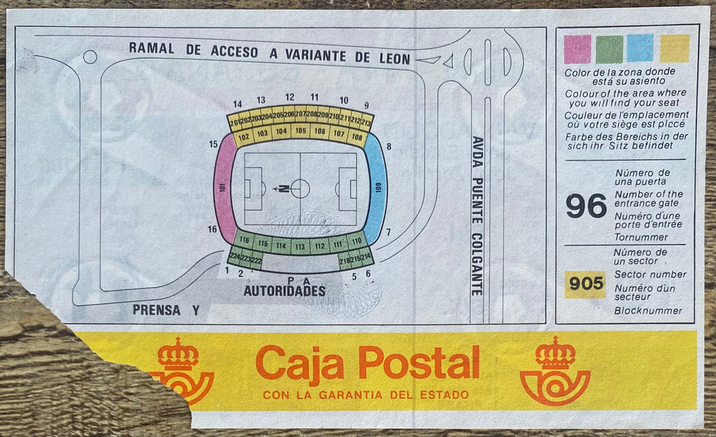 1982 ORIGINAL WORLD CUP 1ST ROUND TICKET CZECHOSLOVAKIA V KUWAIT @ VALLADOLID