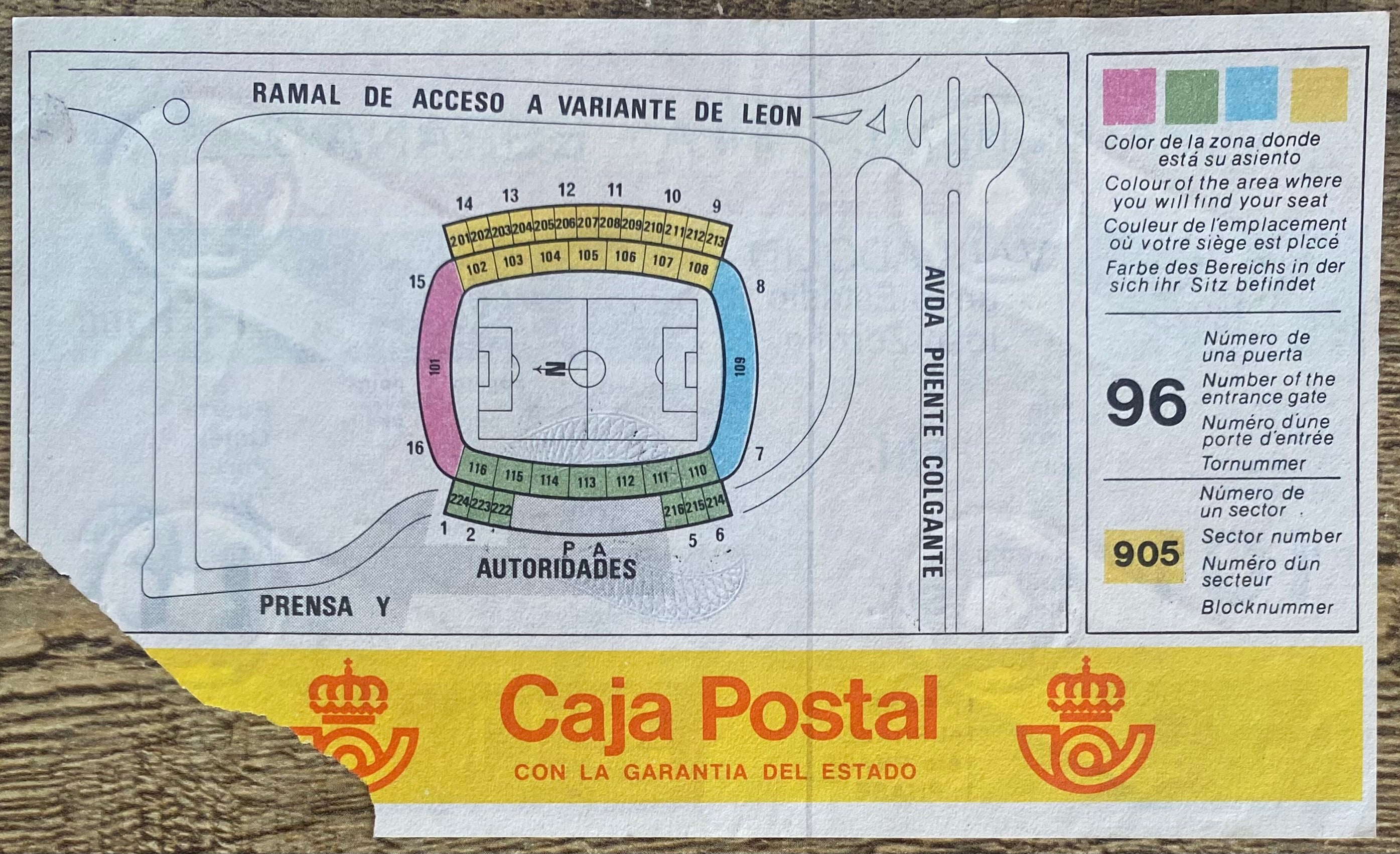1982 ORIGINAL WORLD CUP 1ST ROUND TICKET CZECHOSLOVAKIA V KUWAIT @ VALLADOLID