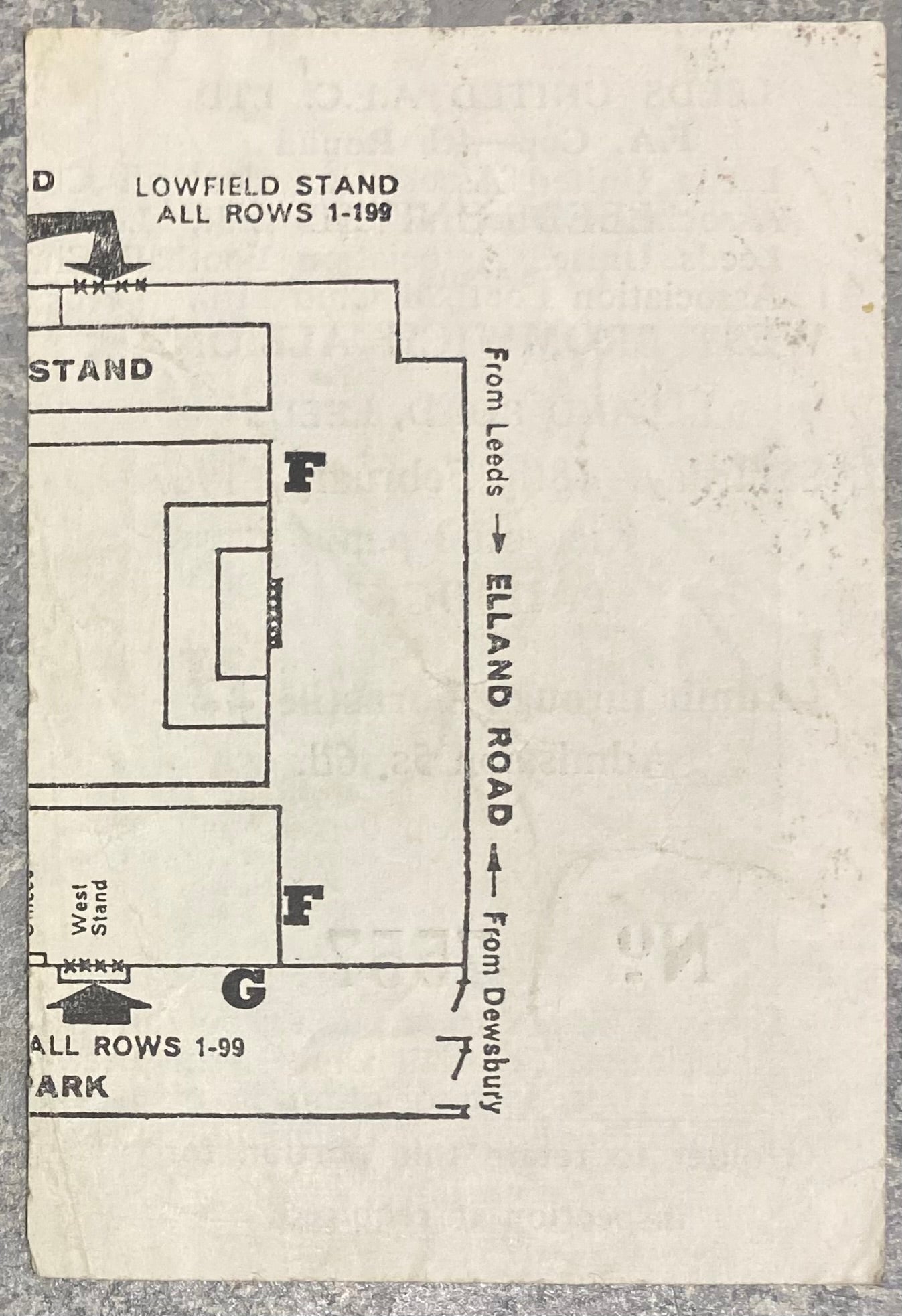 1966/67 ORIGINAL FA CUP 4TH ROUND TICKET LEEDS UNITED V WEST BROMWICH ALBION