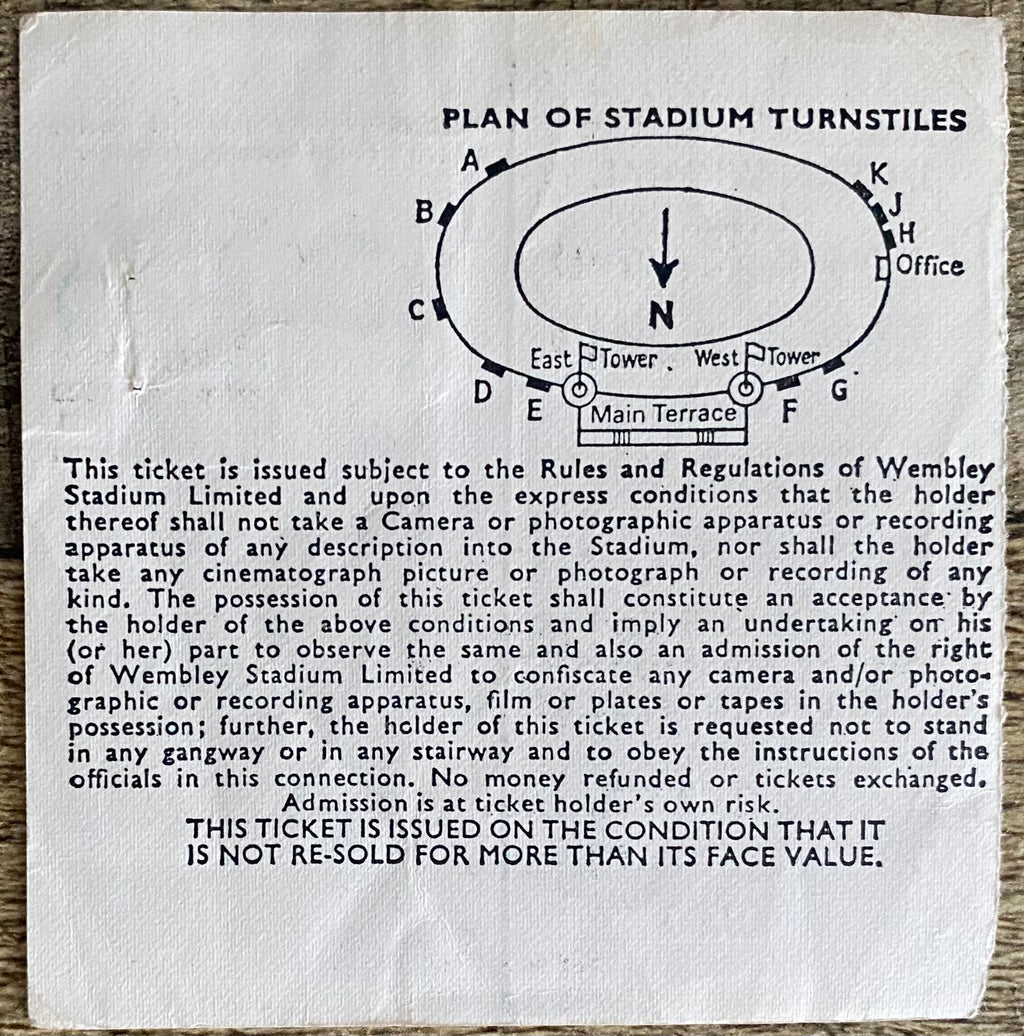 1977 ORIGINAL WORLD CUP QUALIFYING TICKET ENGLAND V ITALY