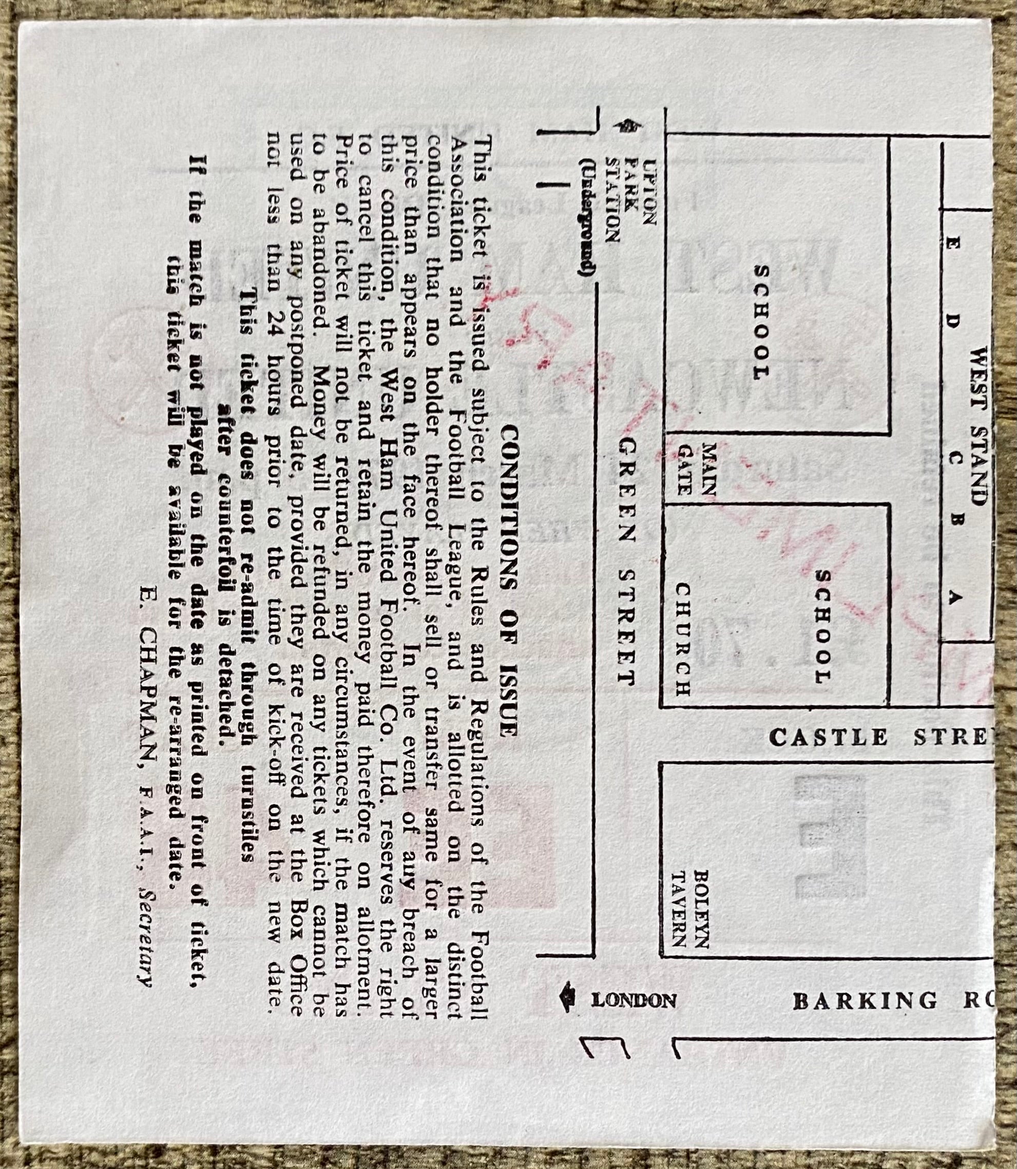 1978/79 ORIGINAL DIVISION 2 TICKET WEST HAM UNITED V NEWCASTLE UNITED