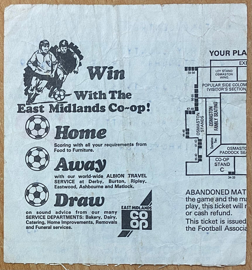 1982/83 ORIGINAL FA CUP 3RD ROUND TICKET DERBY COUNTY V NOTTINGHAM FOREST
