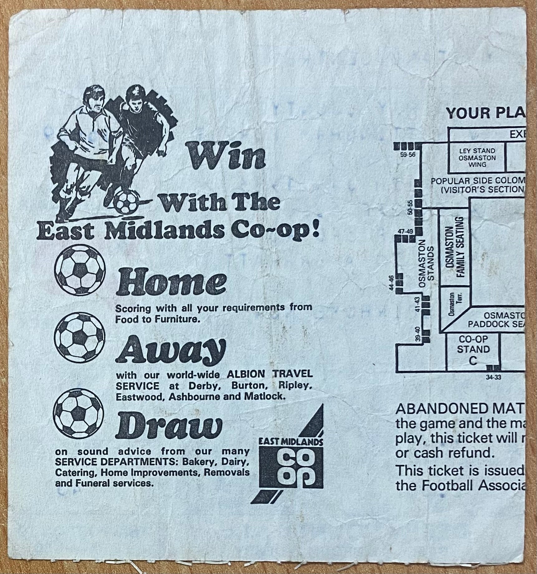 1982/83 ORIGINAL FA CUP 3RD ROUND TICKET DERBY COUNTY V NOTTINGHAM FOREST