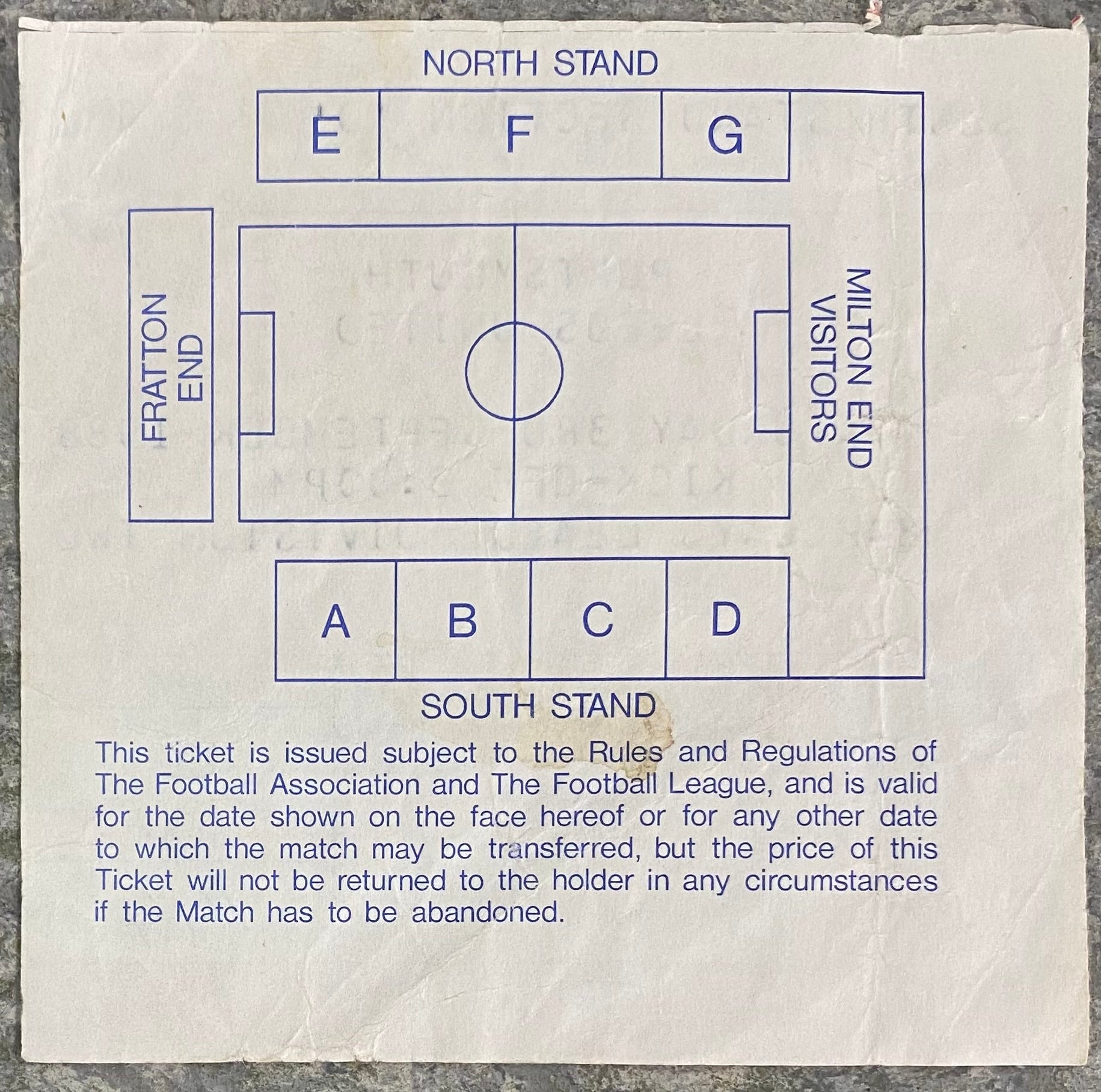 1988/89 ORIGINAL DIVISION 2 TICKET PORTSMOUTH V LEEDS UNITED