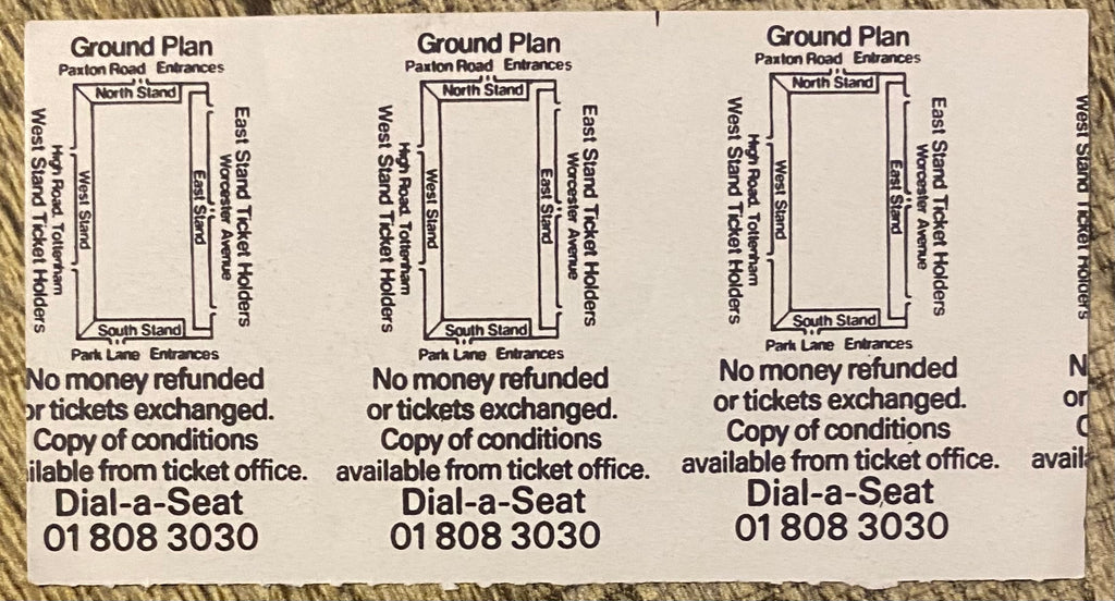 1987/88 ORIGINAL DIVISION ONE TICKET TOTTENHAM HOTSPUR V WEST HAM UNITED