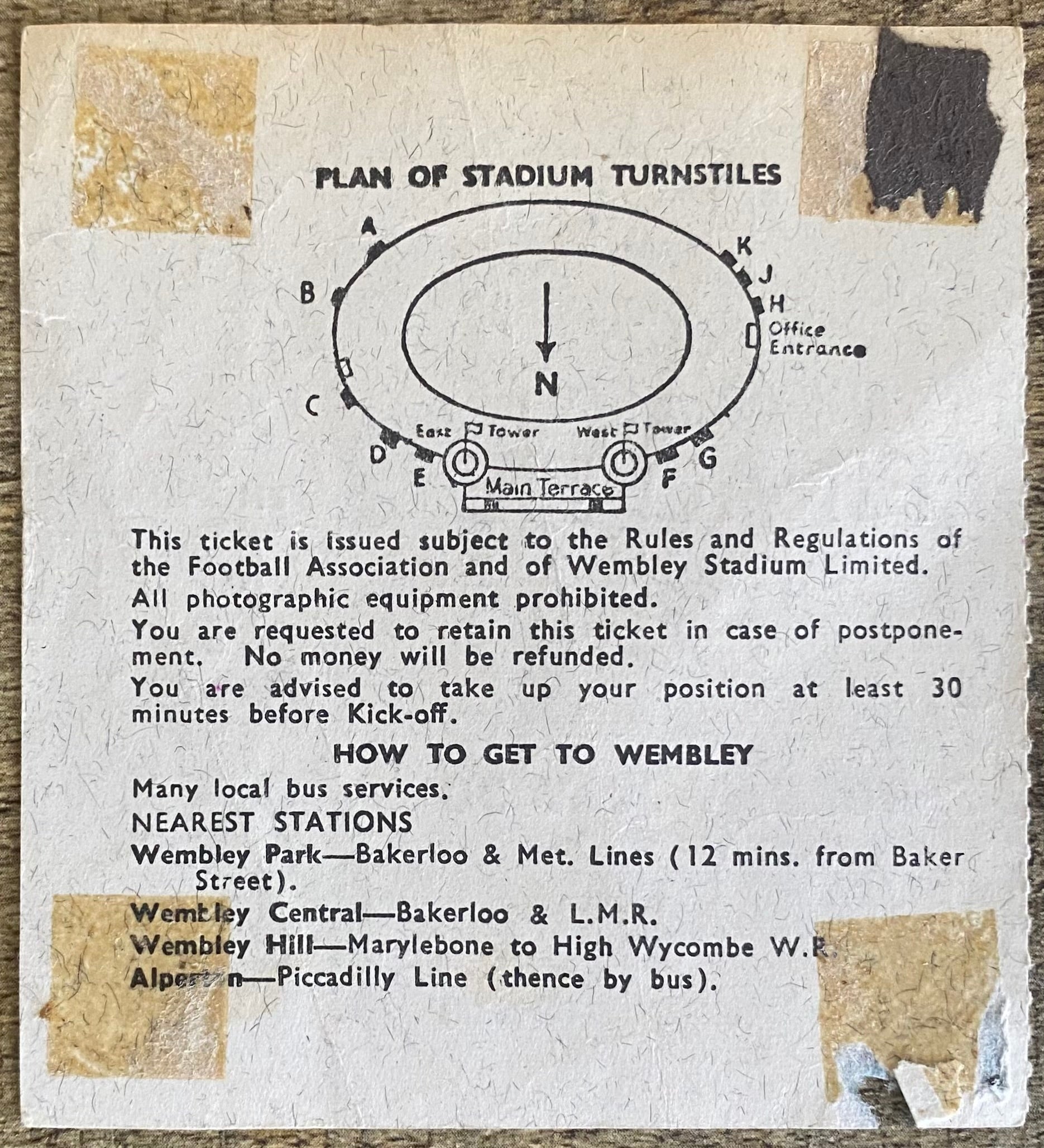 1966 ORIGINAL WORLD CUP FINAL TICKET ENGLAND V WEST GERMANY @ WEMBLEY