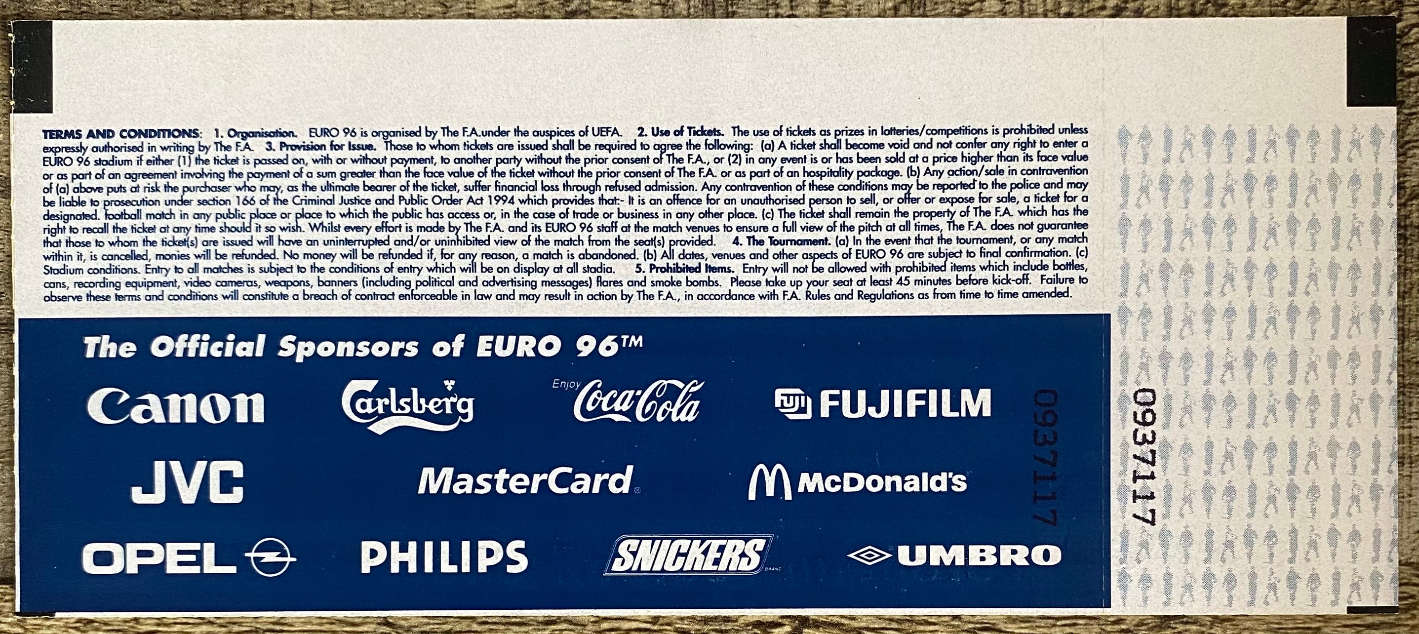 1996 ORIGINAL EUROPEAN CHAMPIONSHIPS EURO 96 UNUSED TICKET FRANCE V SPAIN @ELLAND ROAD