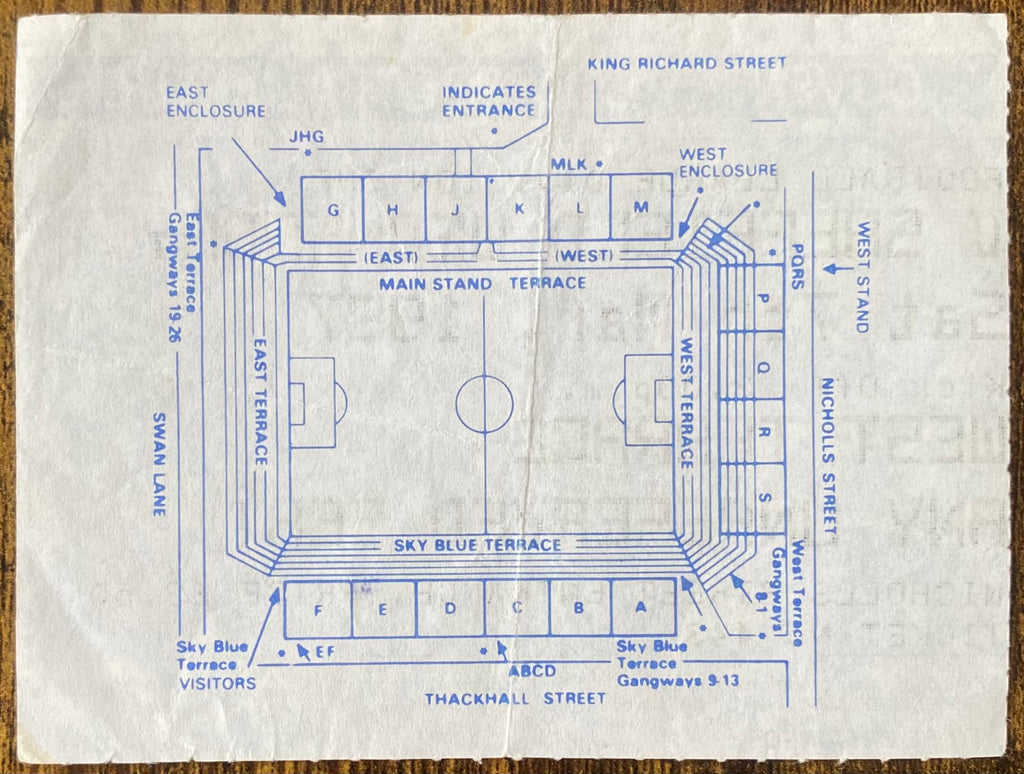 1986/87 ORIGINAL DIVISION 1 TICKET COVENTRY CITY V SHEFFIELD WEDNESDAY