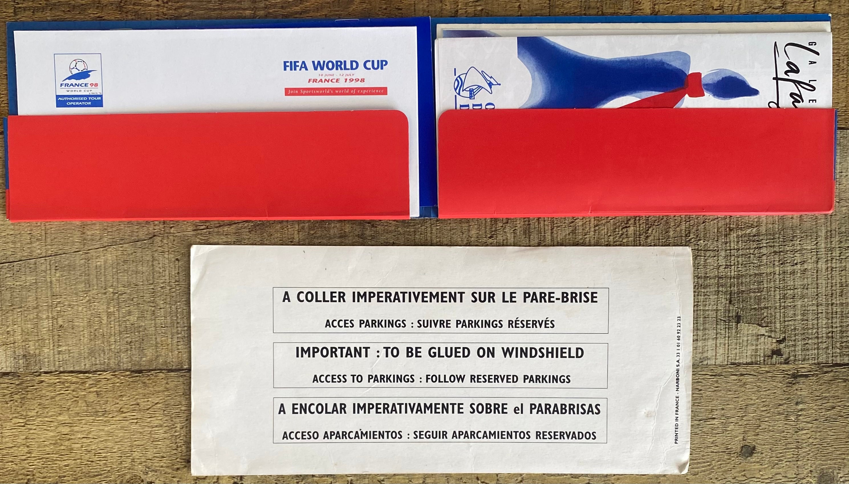 1998 ORIGINAL WORLD CUP 1ST ROUND UNUSED STADIUM CAR PARK TICKET SCOTLAND V BRAZIL @ PARIS