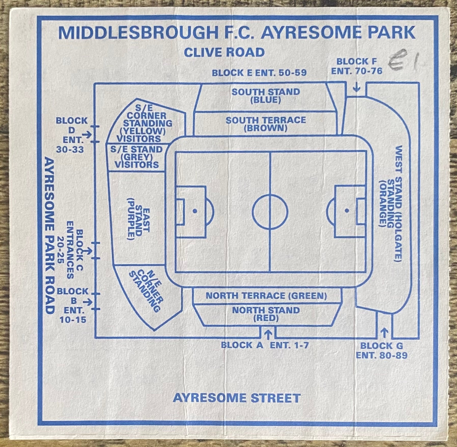 1991/92 ORIGINAL DIVISION 2 TICKET MIDDLESBROUGH V WOLVERHAMPTON WANDERERS