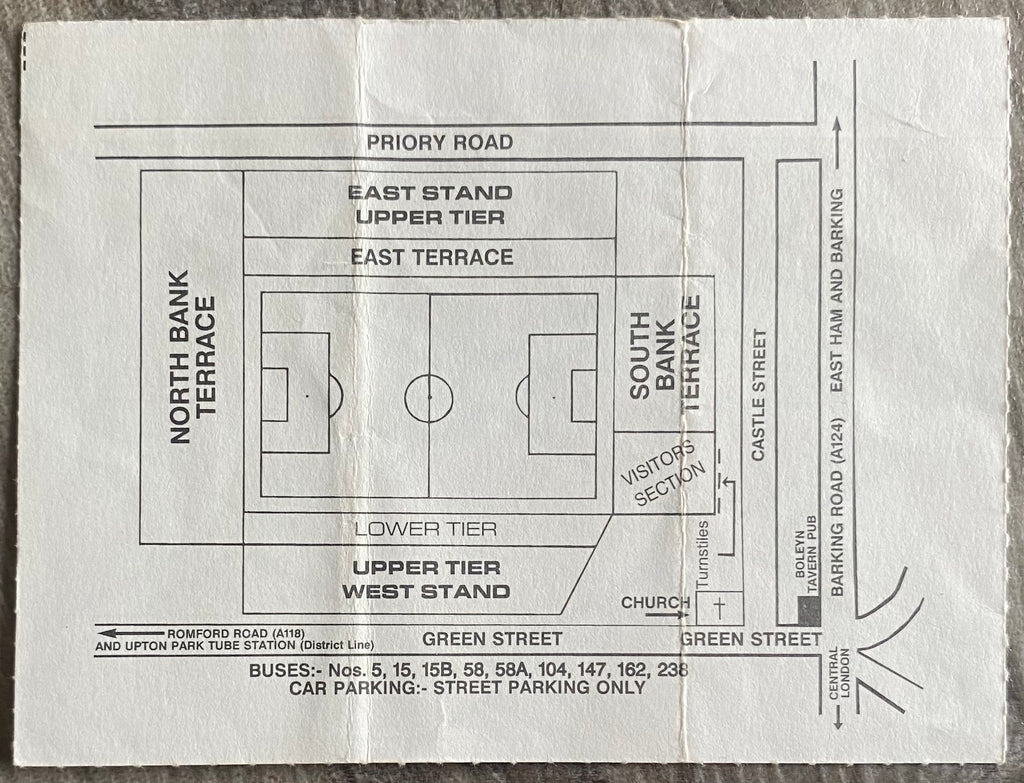 1990/91 ORIGINAL DIVISION 2 TICKET WEST HAM UNITED V NOTTS COUNTY
