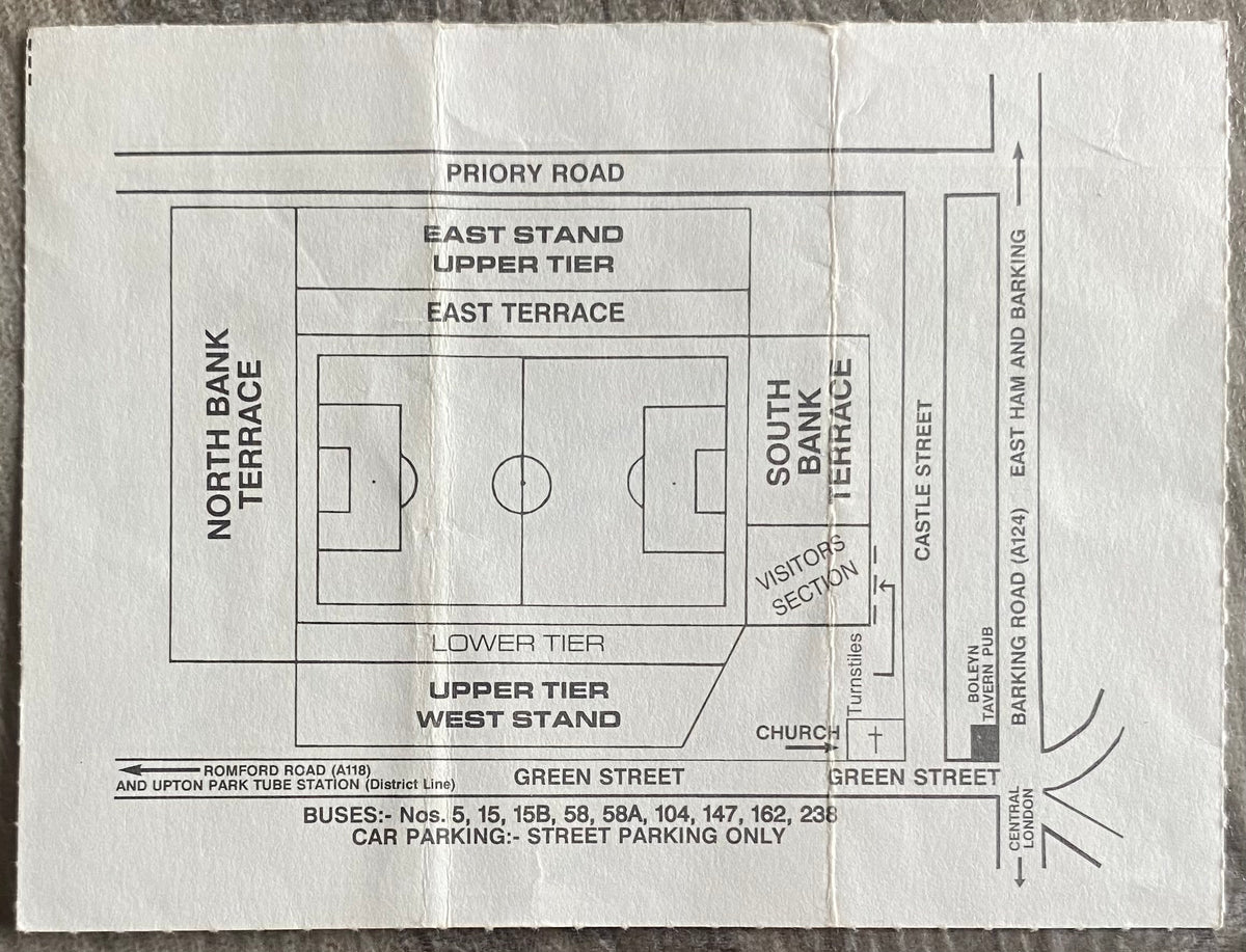 1990/91 ORIGINAL DIVISION 2 TICKET WEST HAM UNITED V NOTTS COUNTY