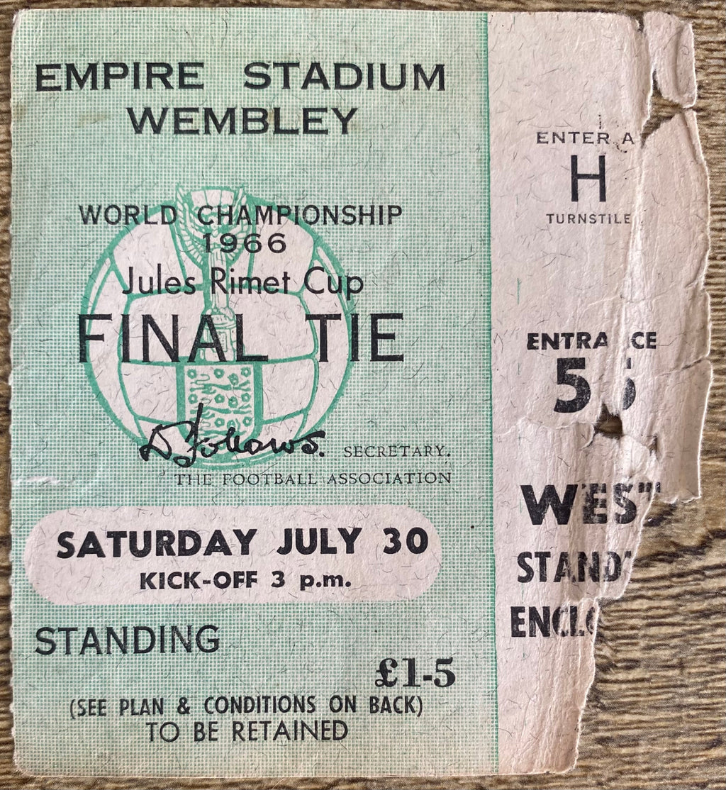 1966 ORIGINAL WORLD CUP FINAL TICKET ENGLAND V WEST GERMANY @ WEMBLEY