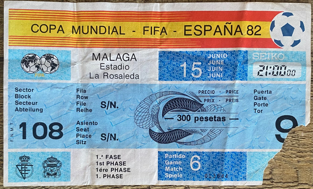 1982 ORIGINAL WORLD CUP 1ST ROUND TICKET SCOTLAND V NEW ZEALAND @ MALAGA