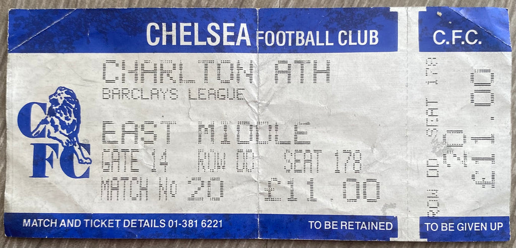 1987/88 ORIGINAL DIVISION ONE UNUSED TICKET CHELSEA V CHARLTON ATHLETIC