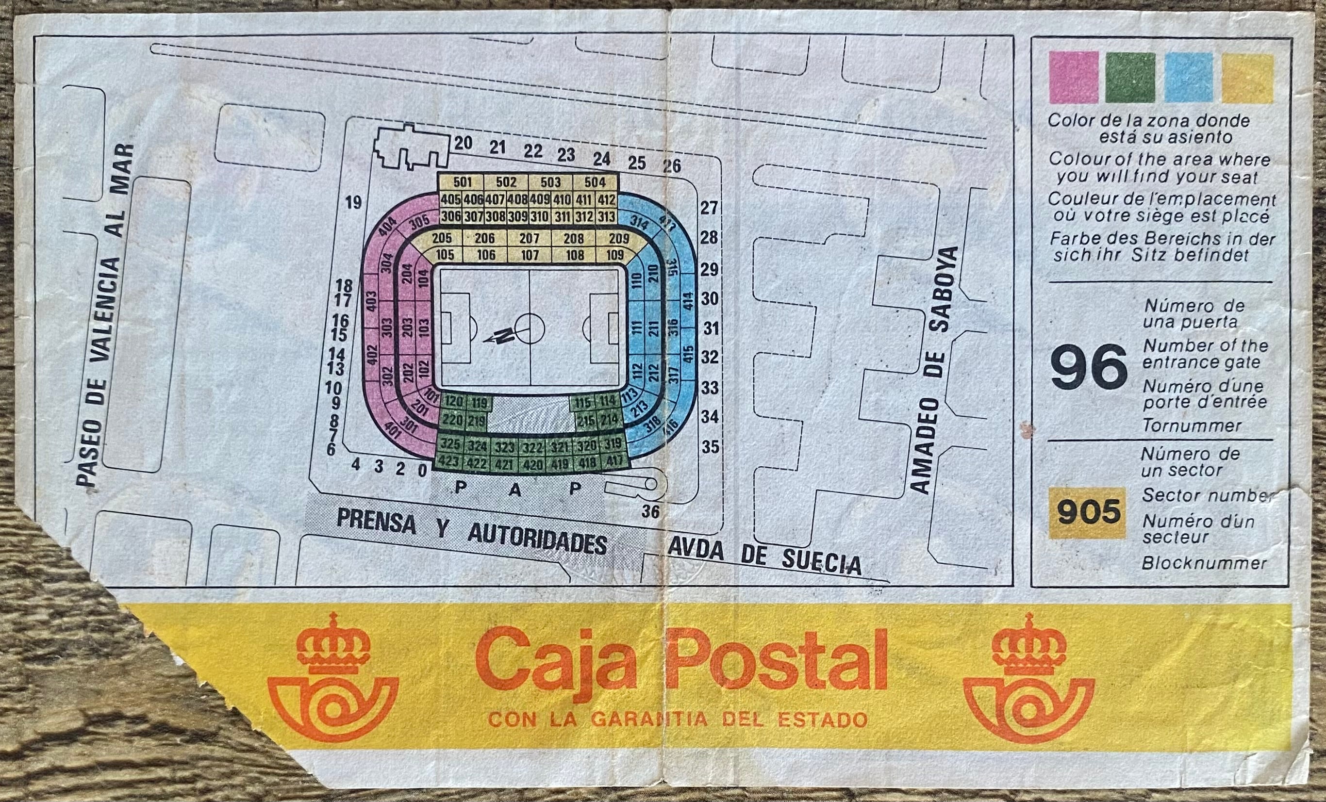 1982 ORIGINAL WORLD CUP 1ST ROUND TICKET SPAIN V YUGOSLAVIA @ VALENCIA