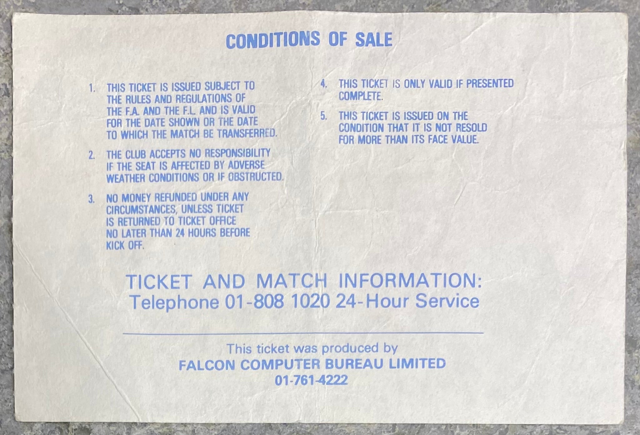 1981/82 ORIGINAL LEAGUE CUP 3RD ROUND TICKET TOTTENHAM HOTSPUR V WREXHAM