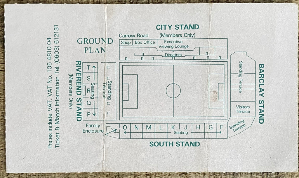 1988/89 ORIGINAL FA CUP 6TH ROUND REPLAY TICKET NORWICH CITY V WEST HAM UNITED