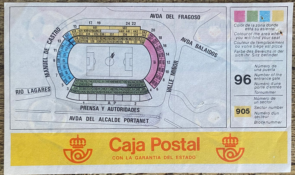 1982 ORIGINAL WORLD CUP 1ST ROUND UNUSED TICKET ITALY V PERU @ VIGO