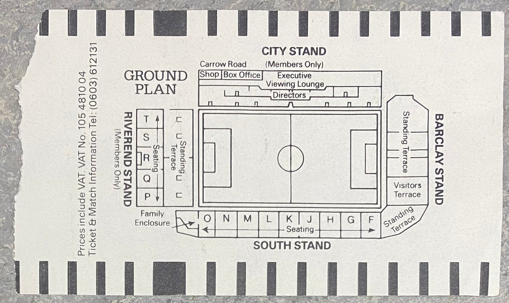 1987/88 ORIGINAL DIVISION ONE TICKET NORWICH CITY V WIMBLEDON