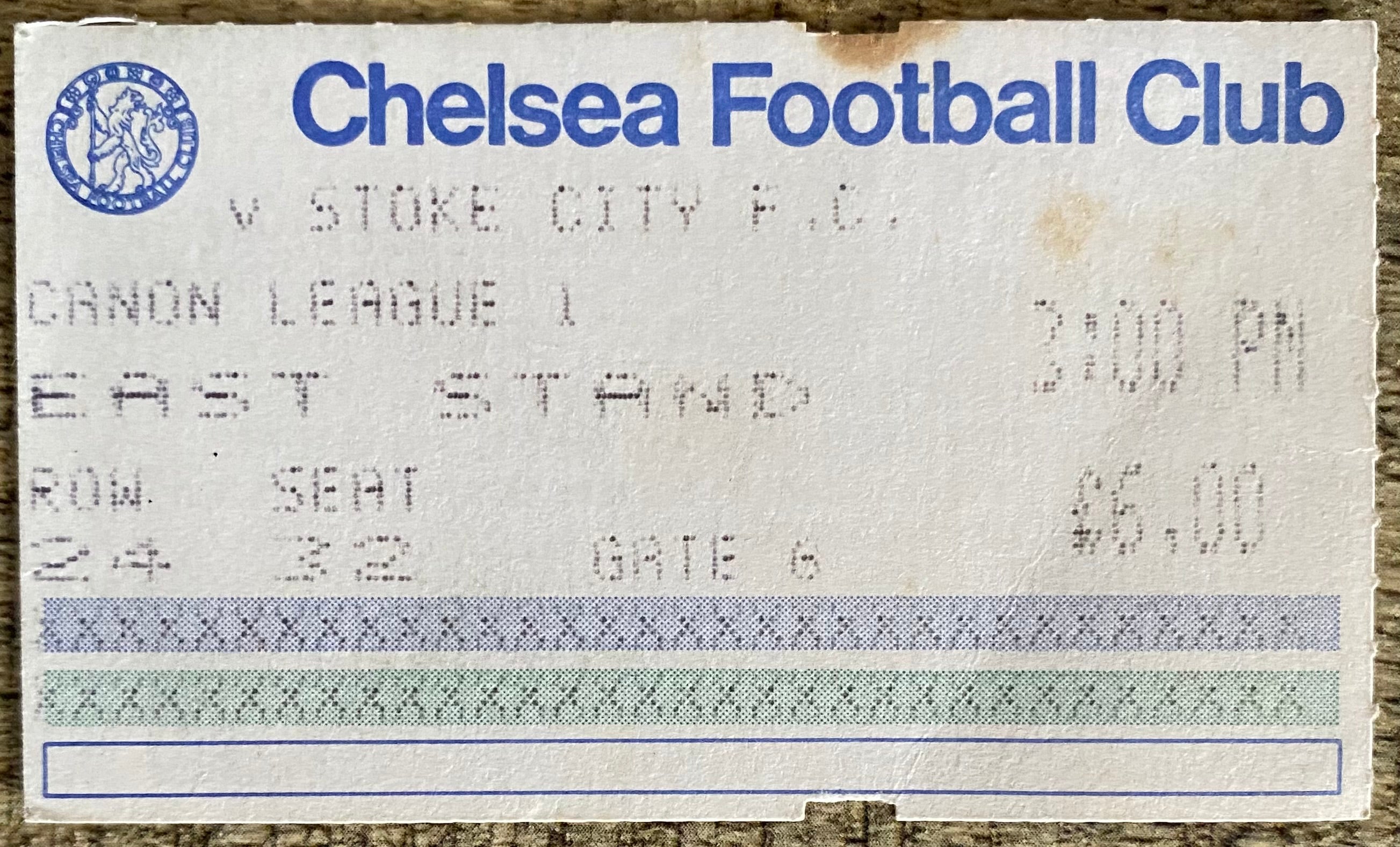 1984/85 ORIGINAL DIVISION 1 TICKET CHELSEA V STOKE CITY