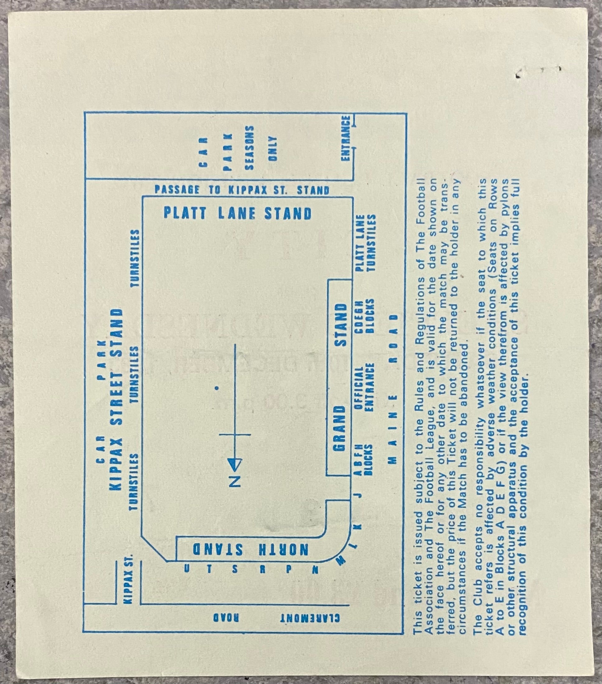 1983/84 ORIGINAL DIVISION 2 TICKET MANCHESTER CITY V SHEFFIELD WEDNESDAY